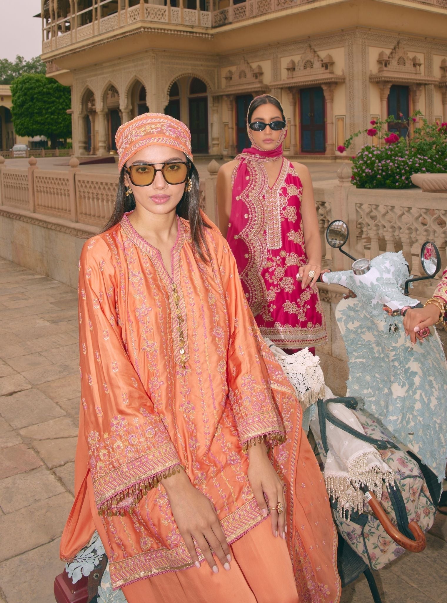 Pralika Bemberg Satin Orange Kurta With Farshi Salwar