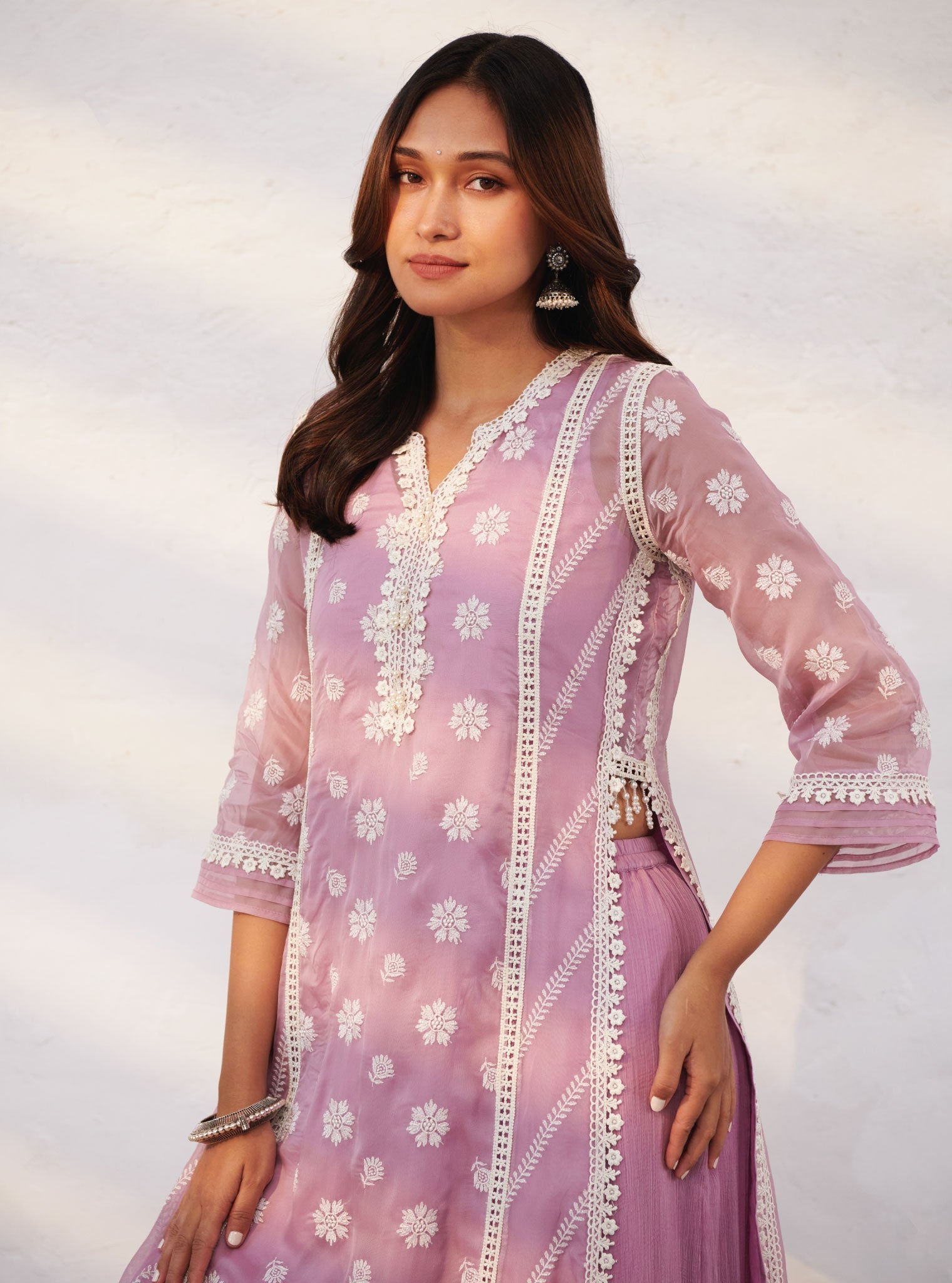 Armagh Organza Lilac Kurta with Sharara Set