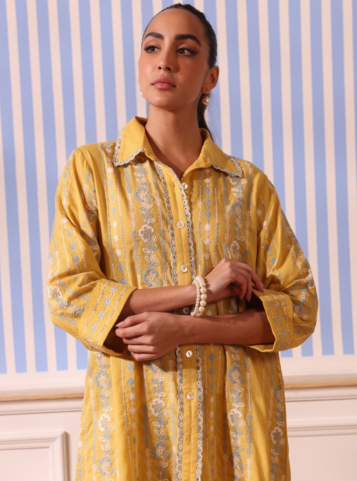 Iria Linen Yellow Kurta Set