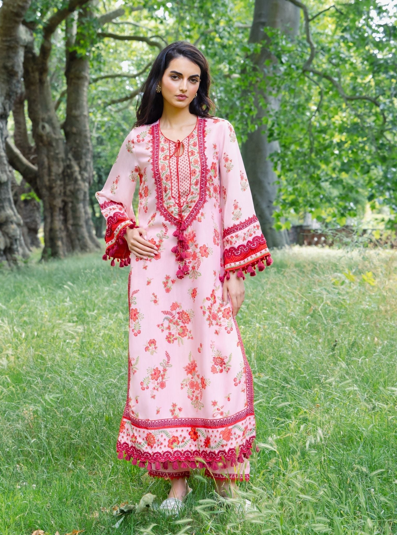 Suvi Lawn Printed Pink Kurta Set