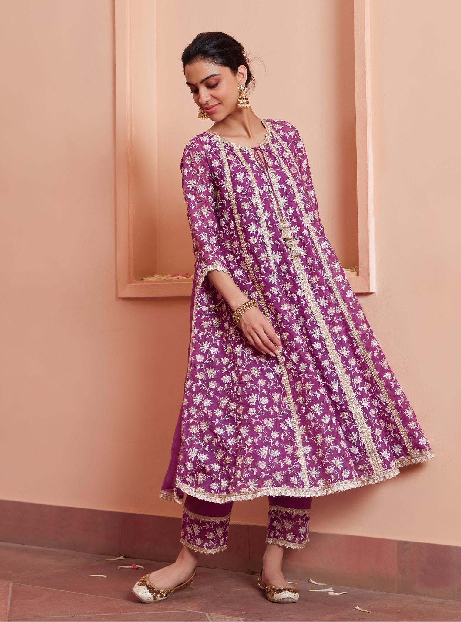Jivya Organza Lilac Anarkali Kurta Set