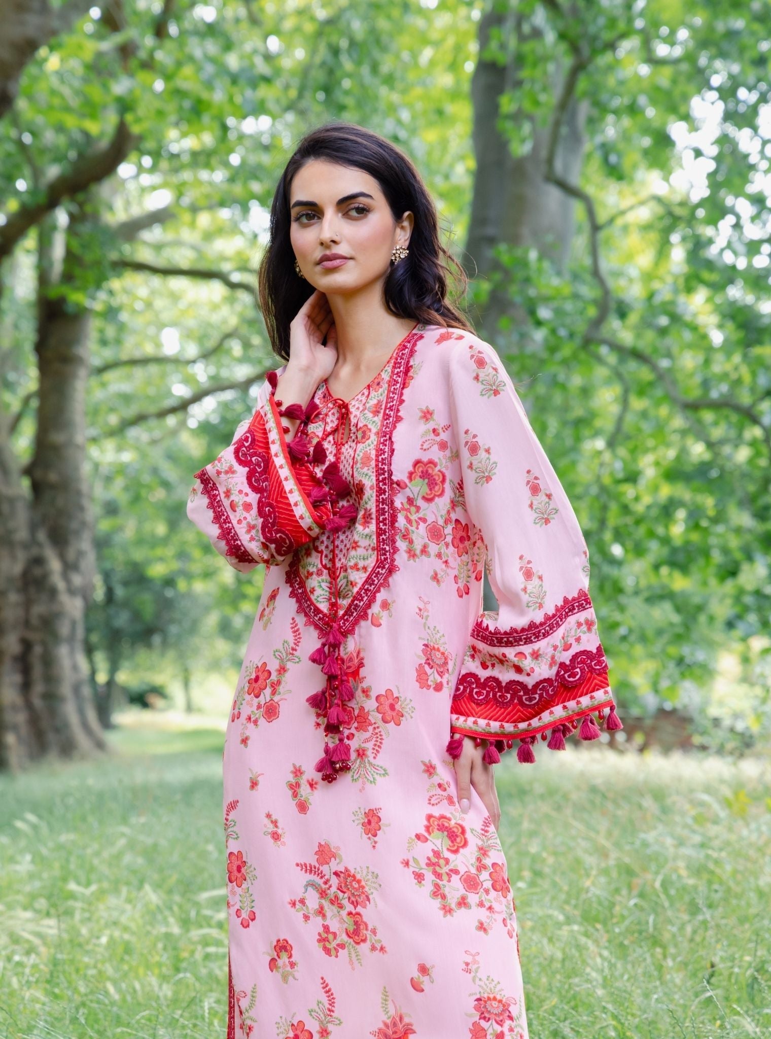 Suvi Lawn Printed Pink Kurta Set