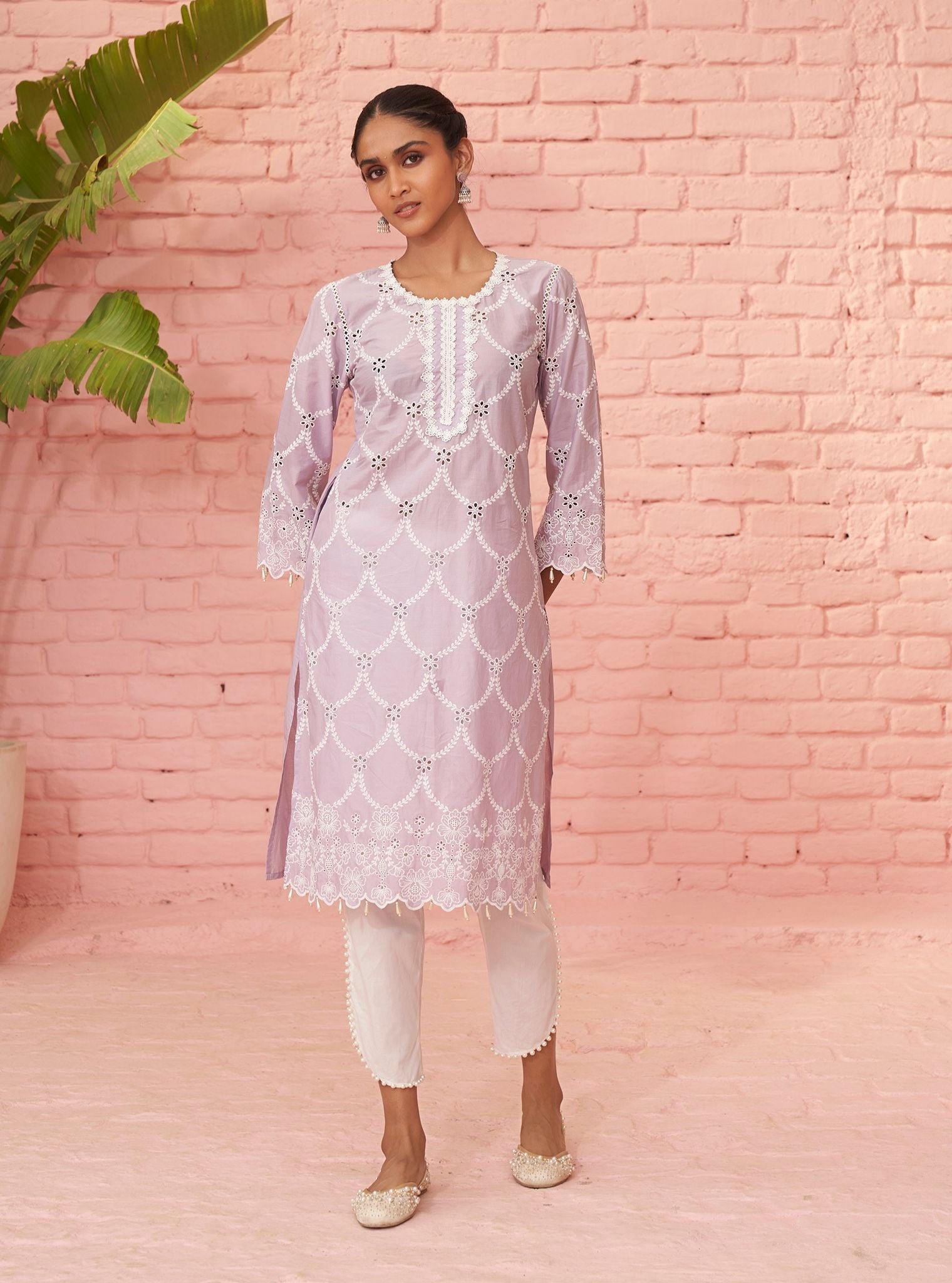 Aashay Supima Cotton Lilac Kurta Set