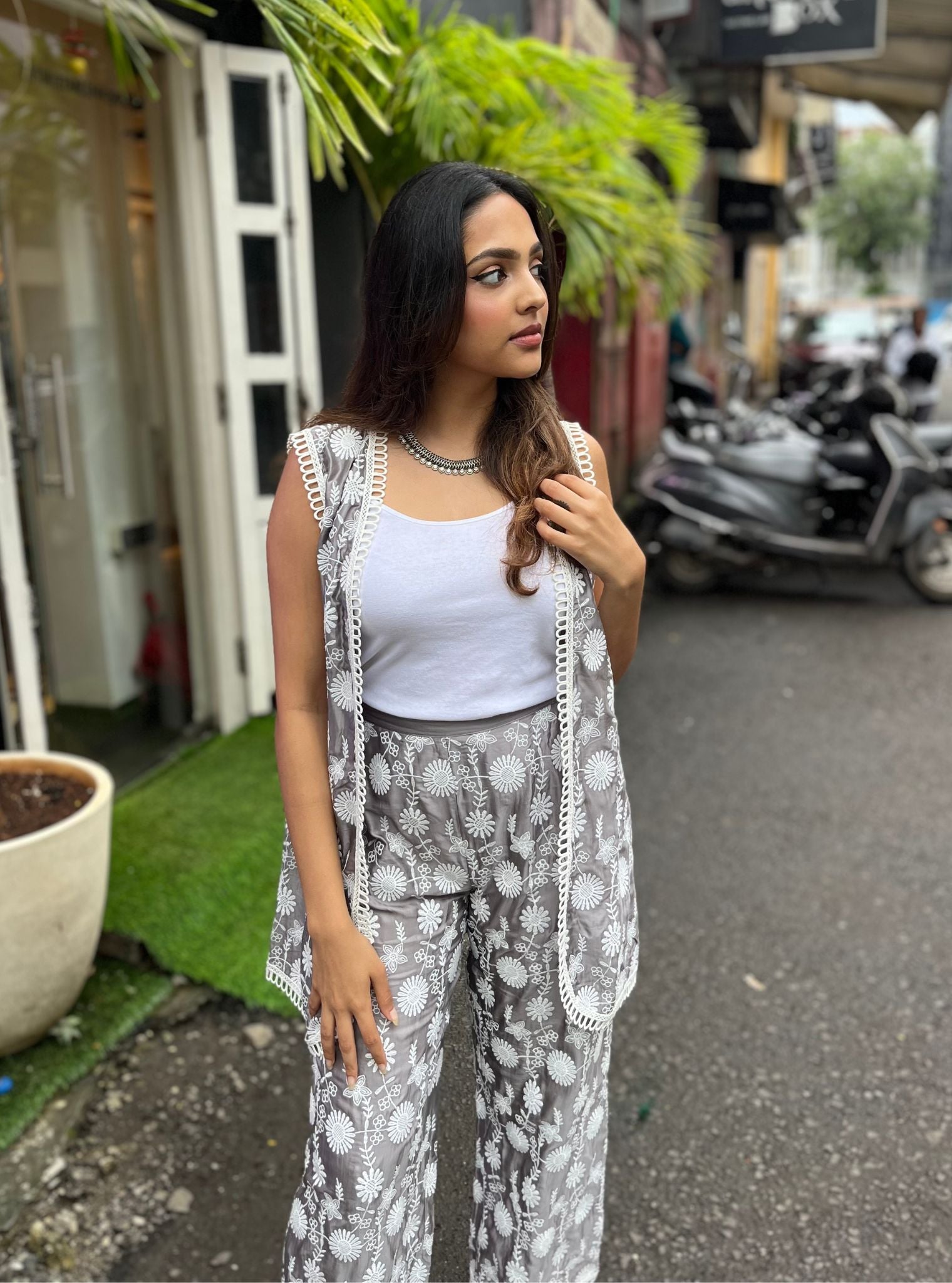 Kynlee Cupro Grey Top with Pant Set