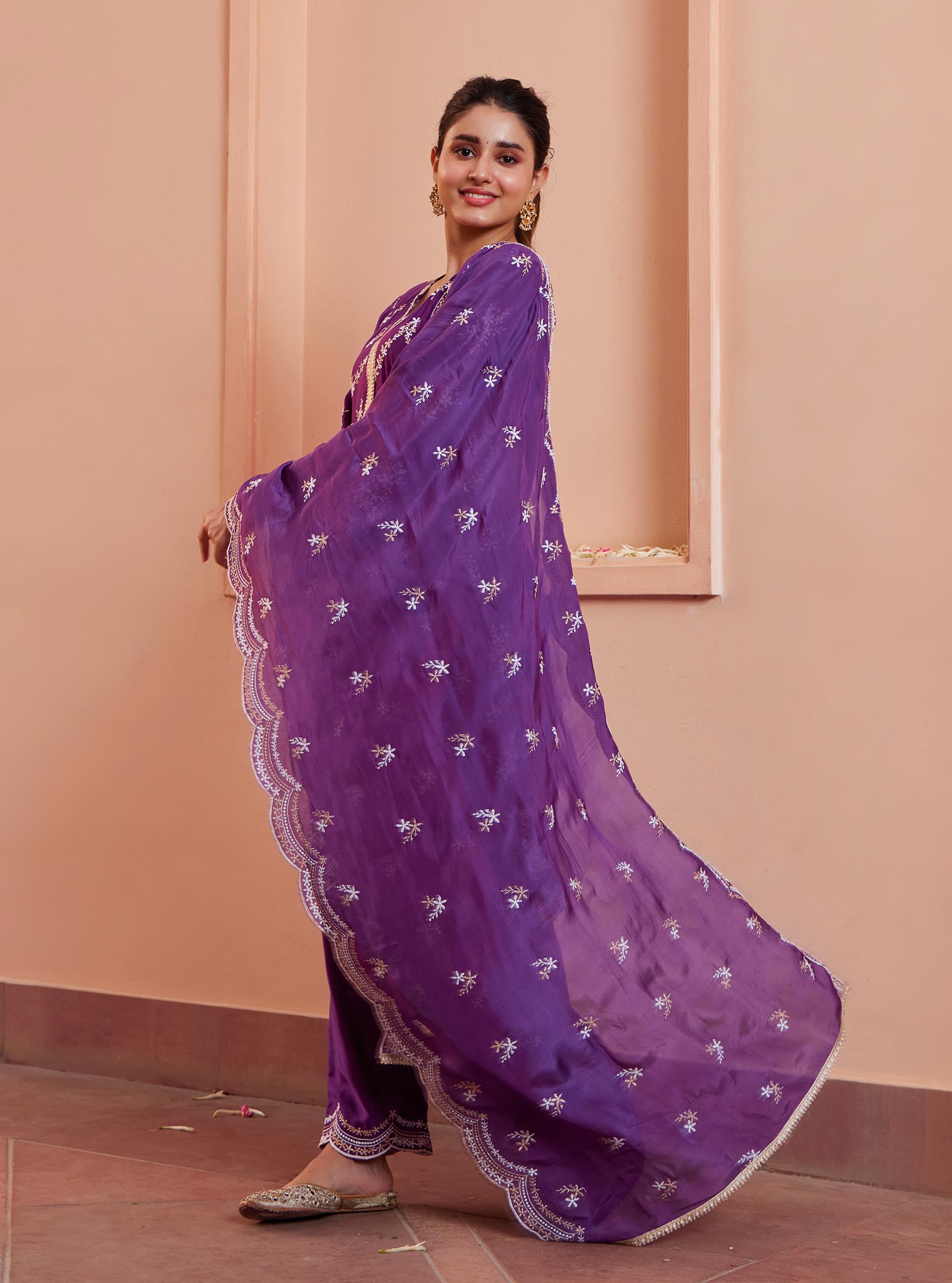 Valaya Cupro Purple Kurta Set