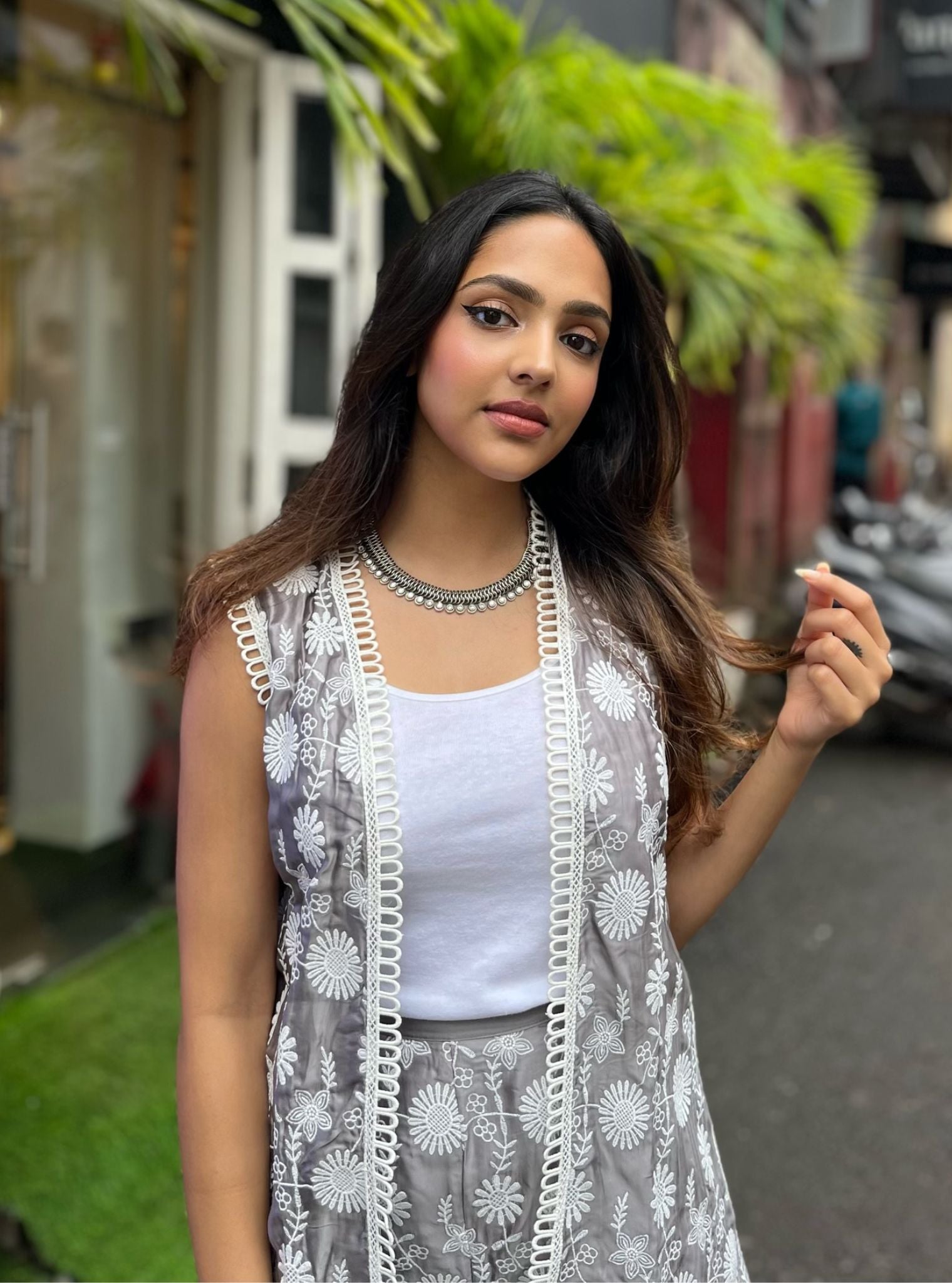 Kynlee Cupro Grey Top with Pant Set