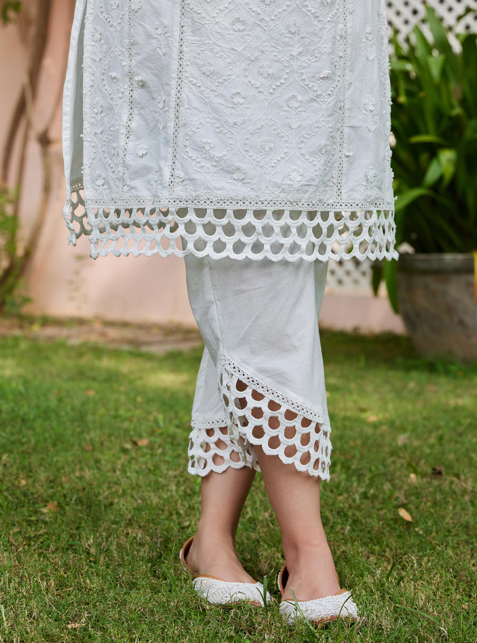 Kainat Supima Cotton Off White Kurta Set
