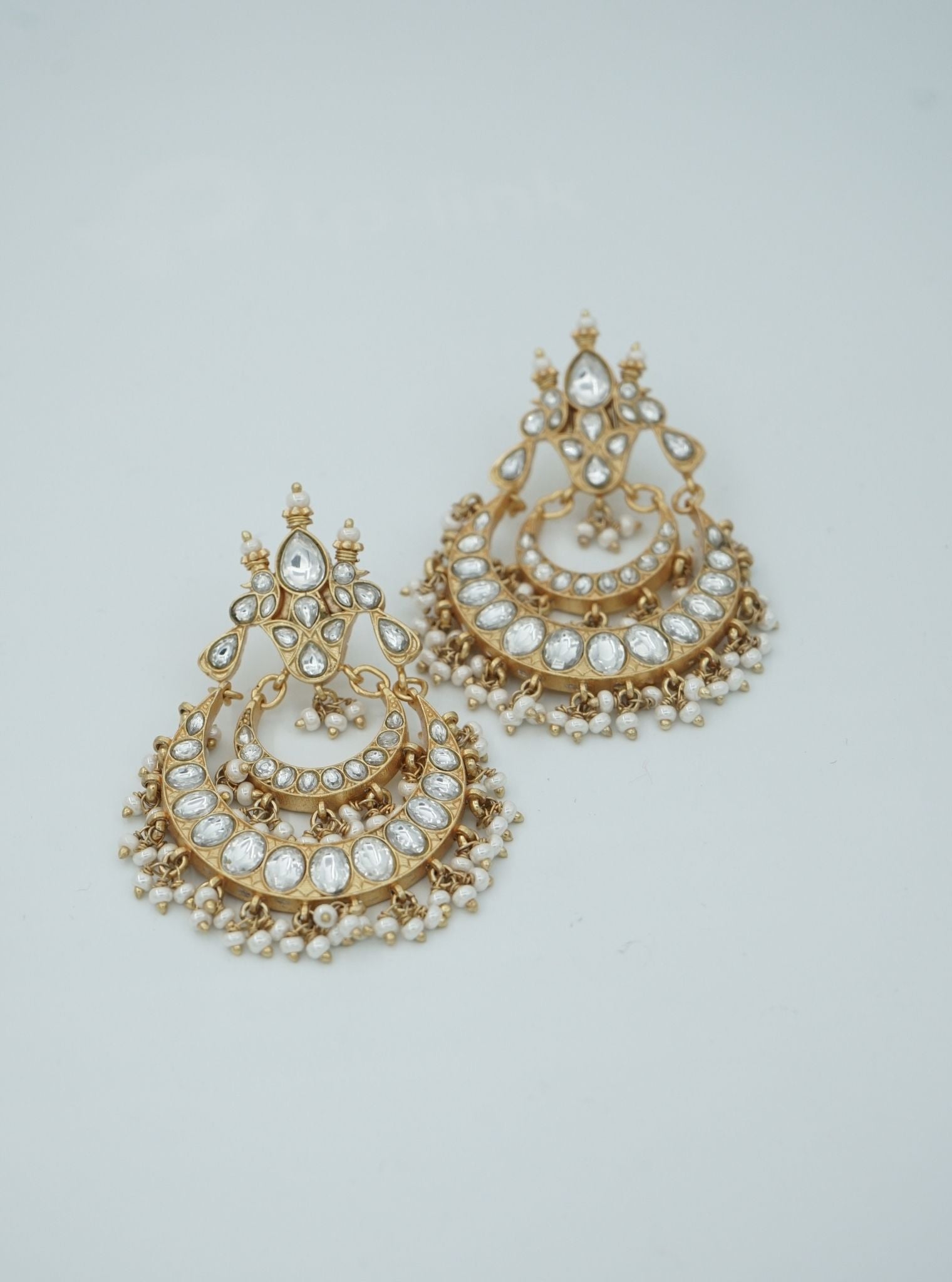 Pure Silver Polki Double Chandbali