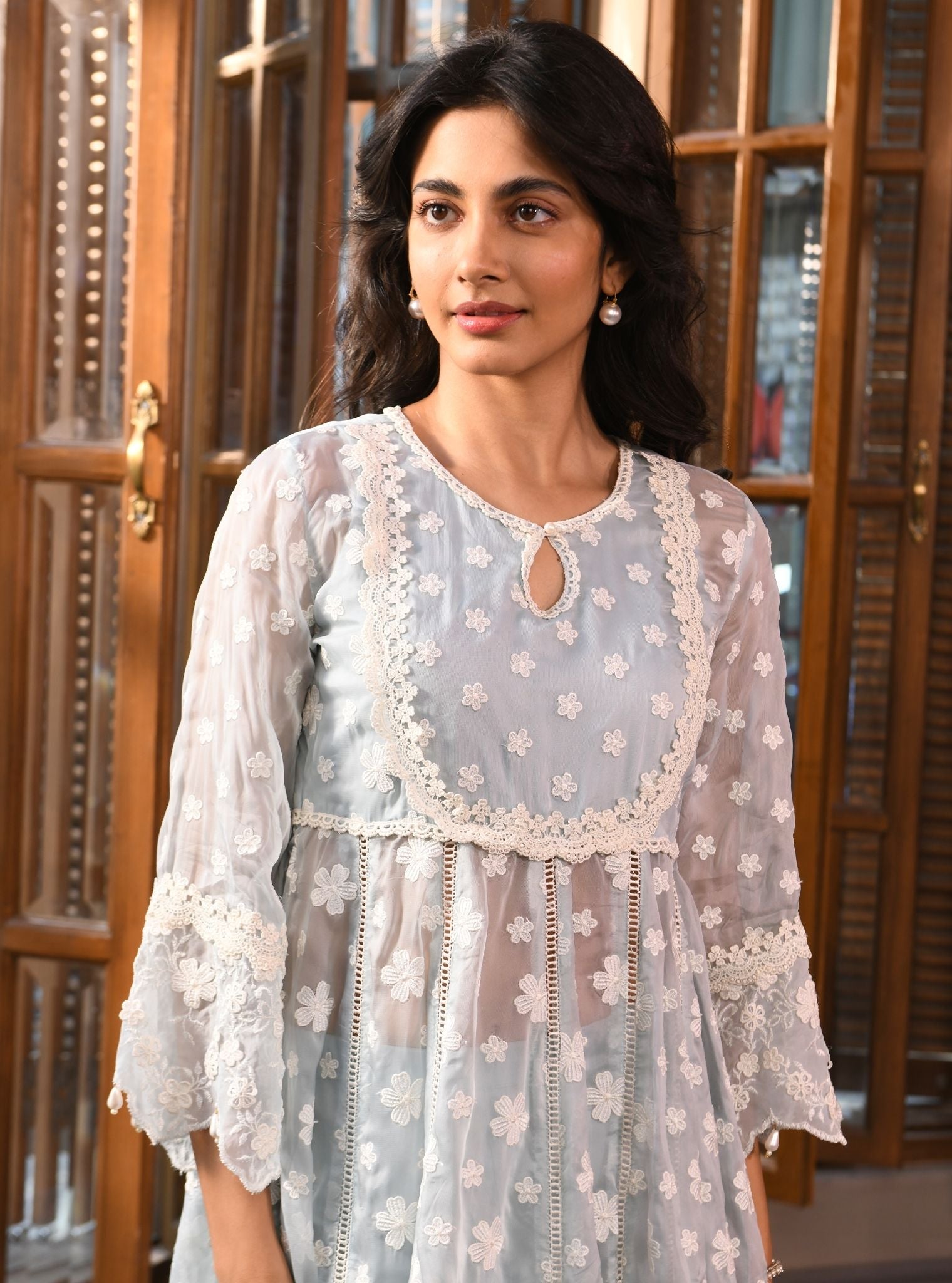 Souri Organza Light Blue Anarkali Kurta Set