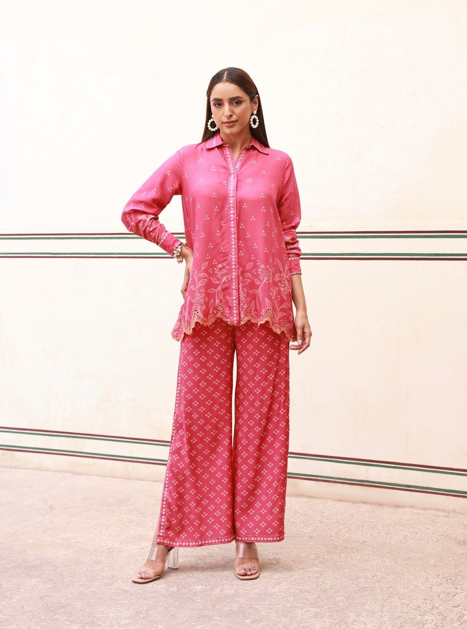 Eirene Lawn Printed Fuschia Co-ord Set