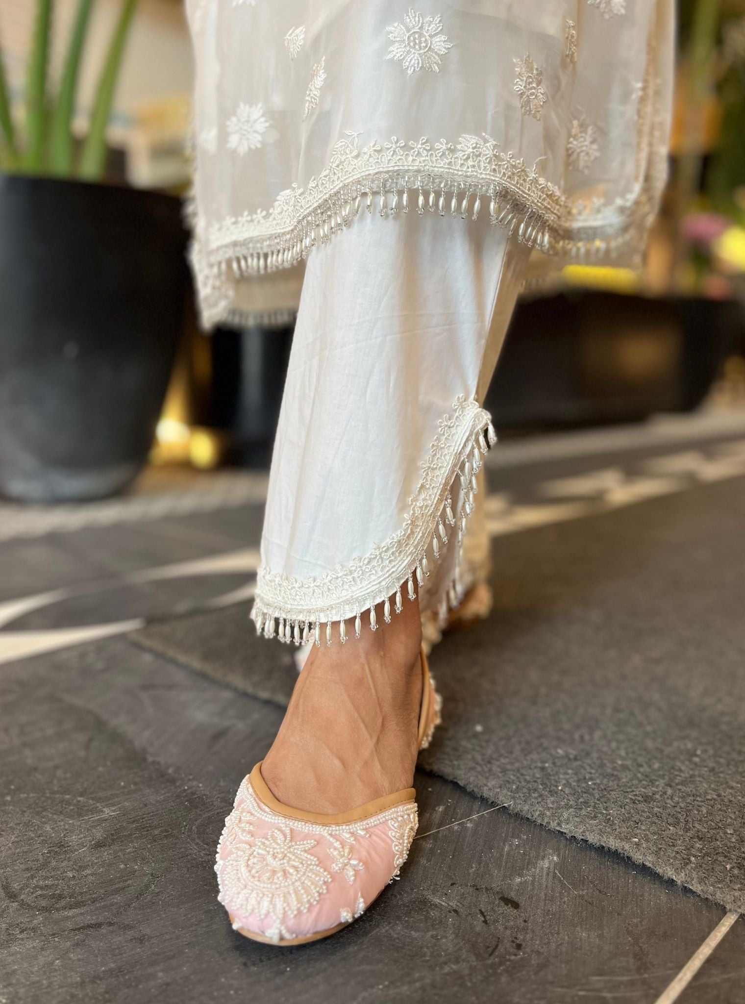 Nour Organza Off White Kurta Set