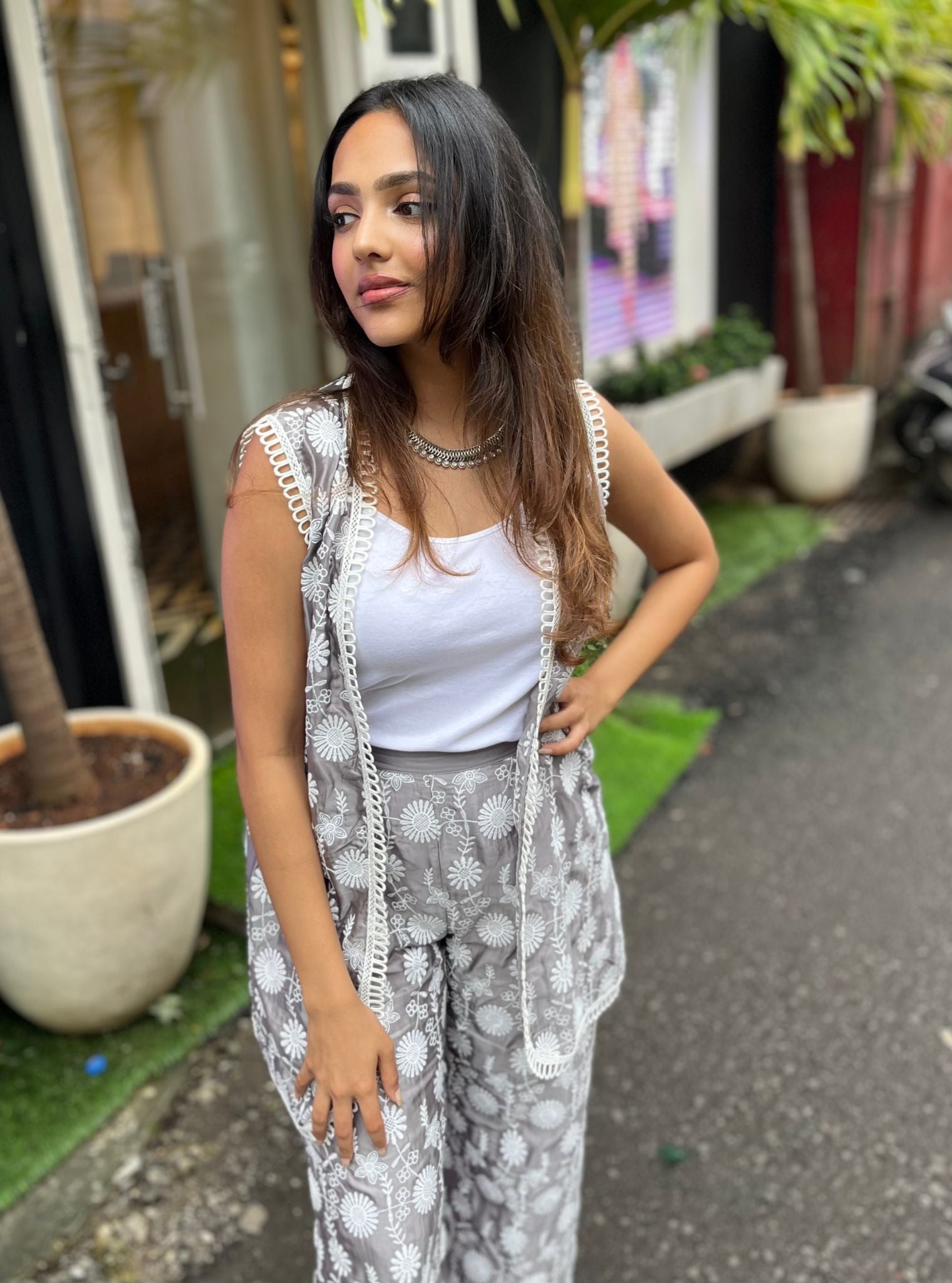 Kynlee Cupro Grey Top with Pant Set