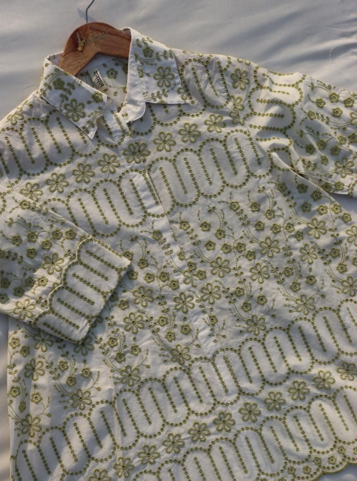 Erica Supima Cotton White Green Shirt