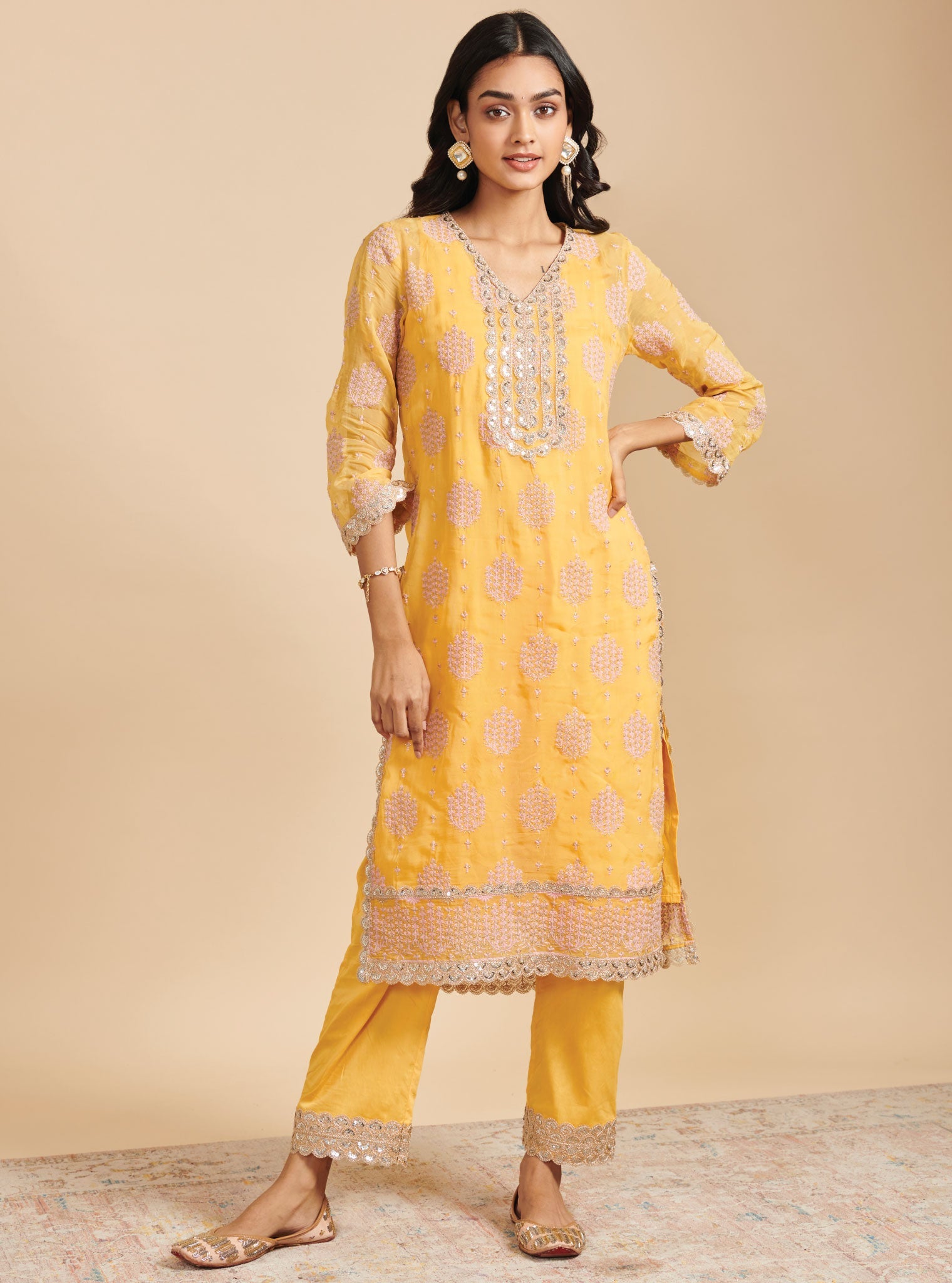 Shagna Organza Yellow Kurta Set