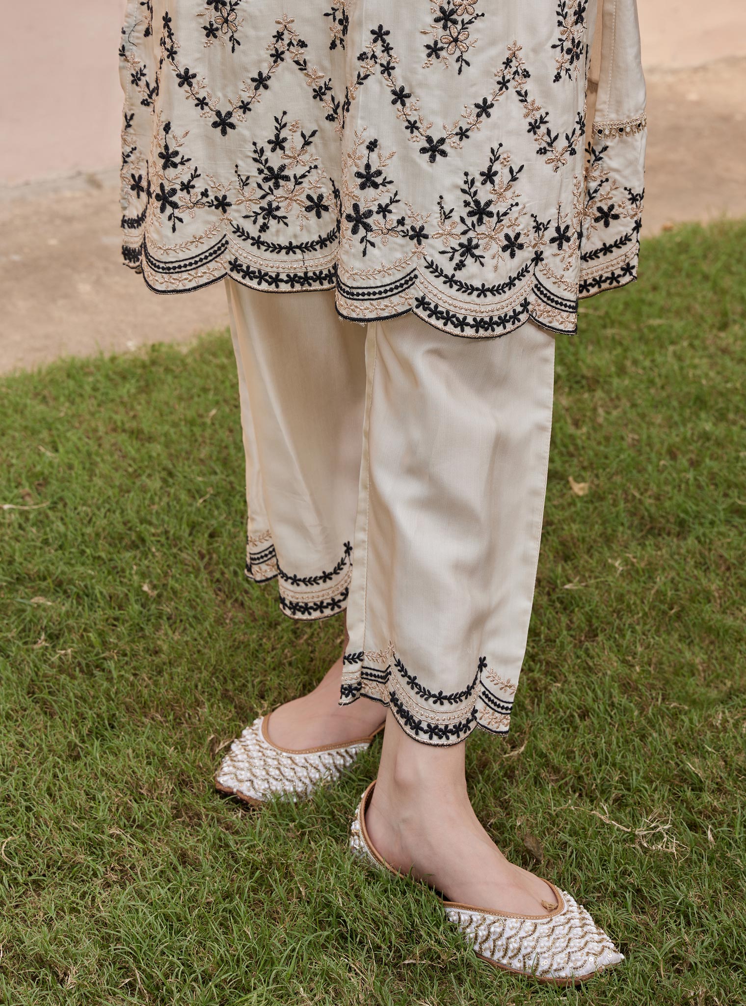 Valaya Cupro White Kurta Set