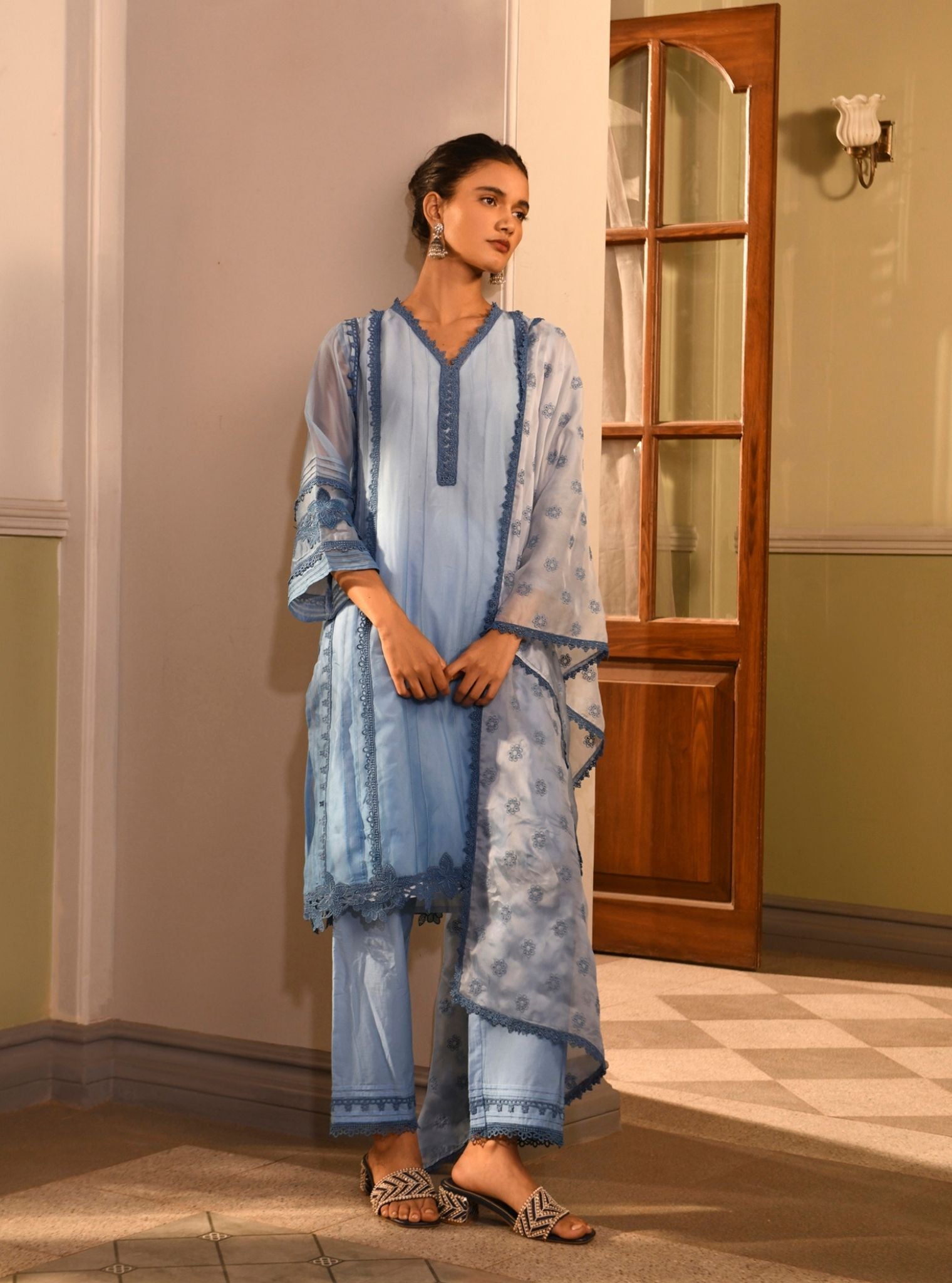 Vaya Organza Blue Kurta Set