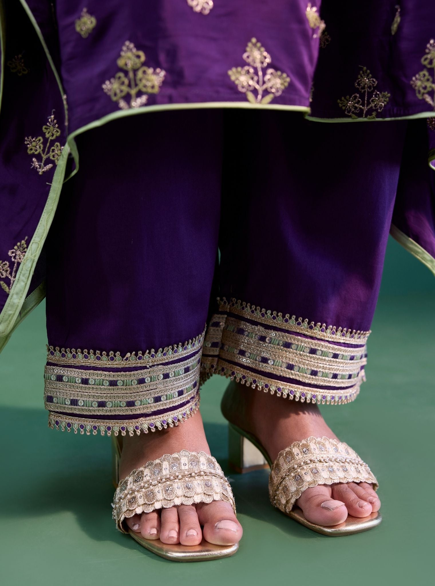 Janam Crepe Purple Kaftan With Pant