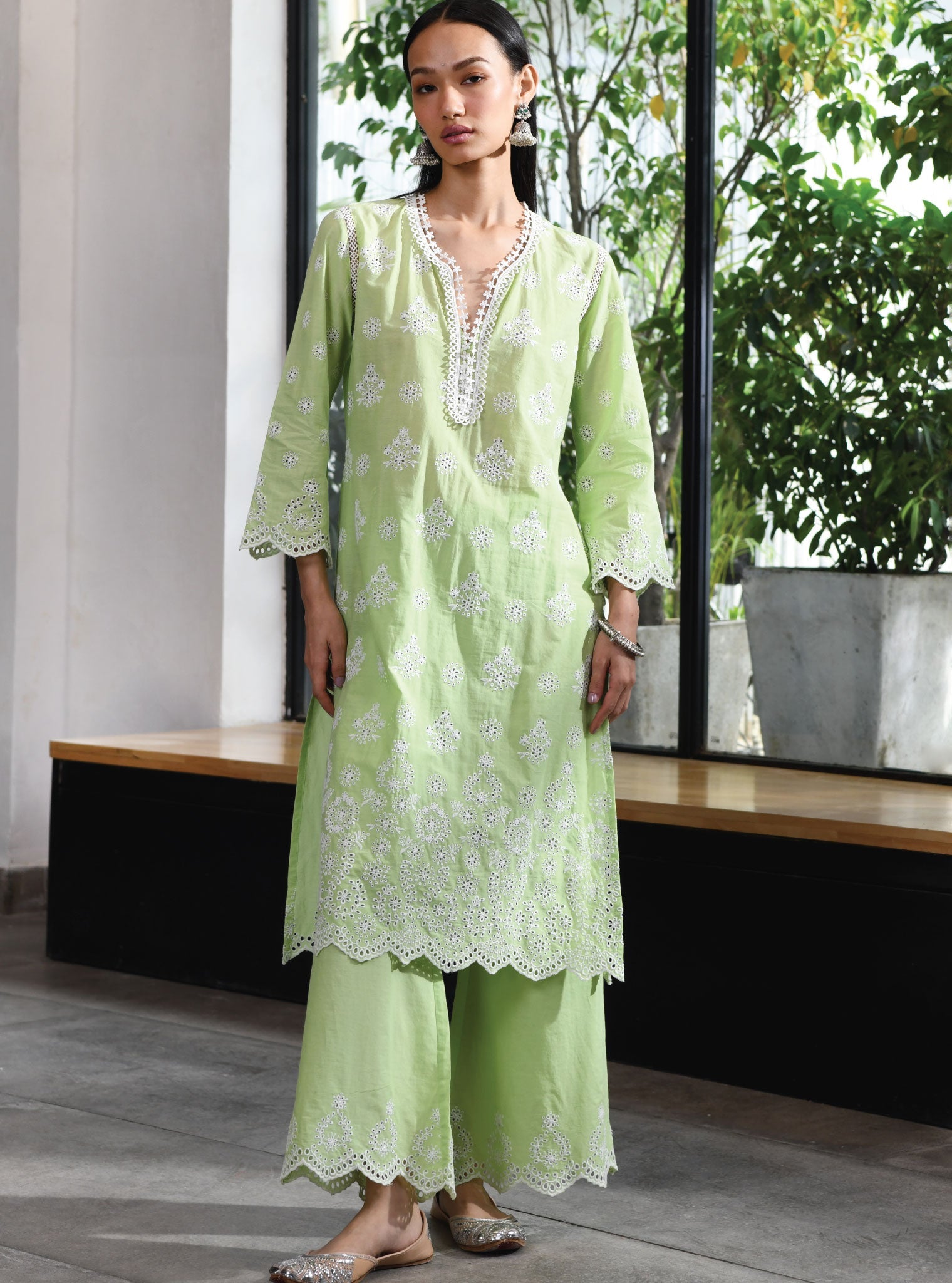 Ripon Supima Cotton Green Kurta Set