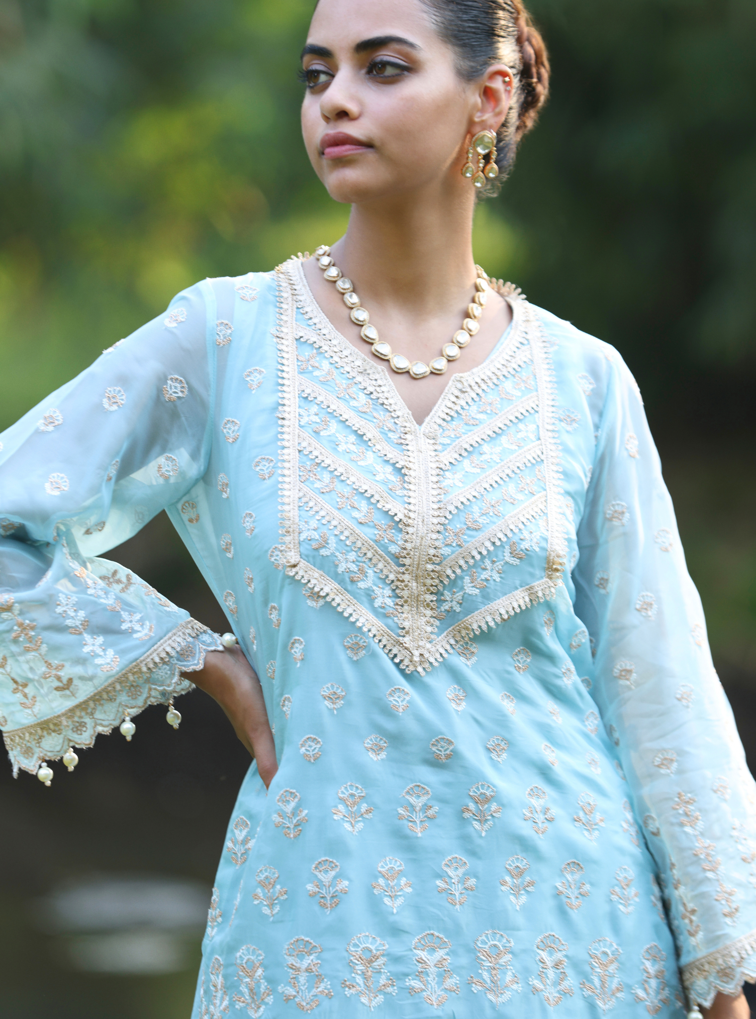 Kahani Organza Blue Kurta Set