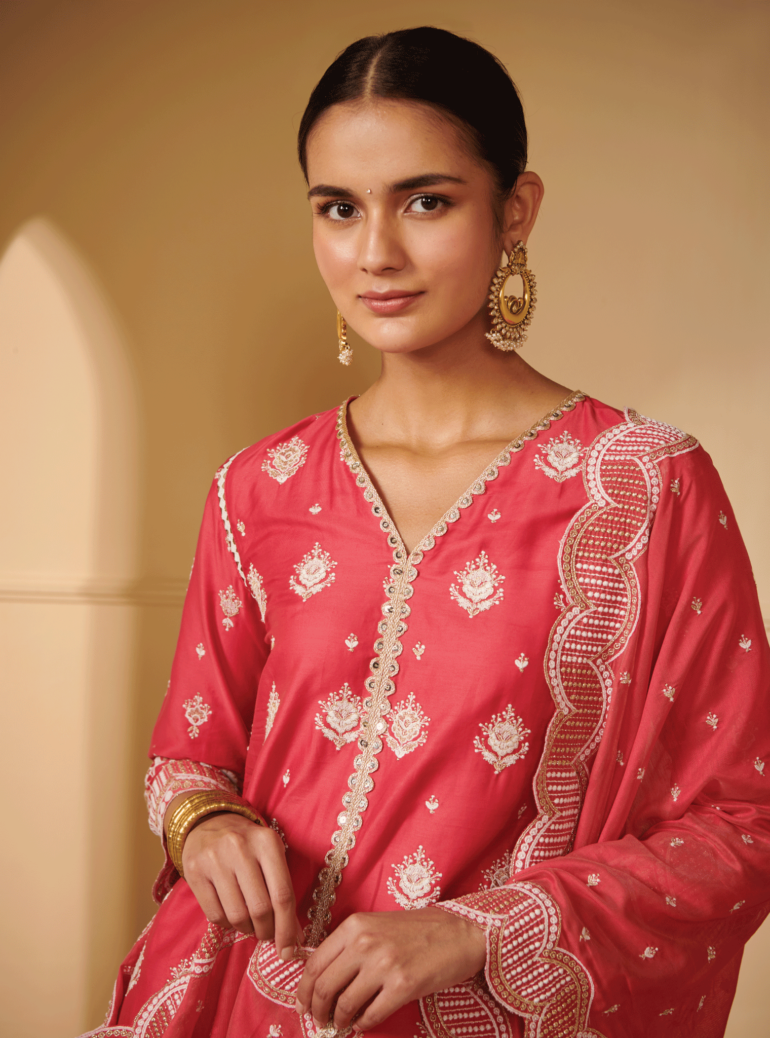 Periyar Pima Satin Fuchsia Kurta Set