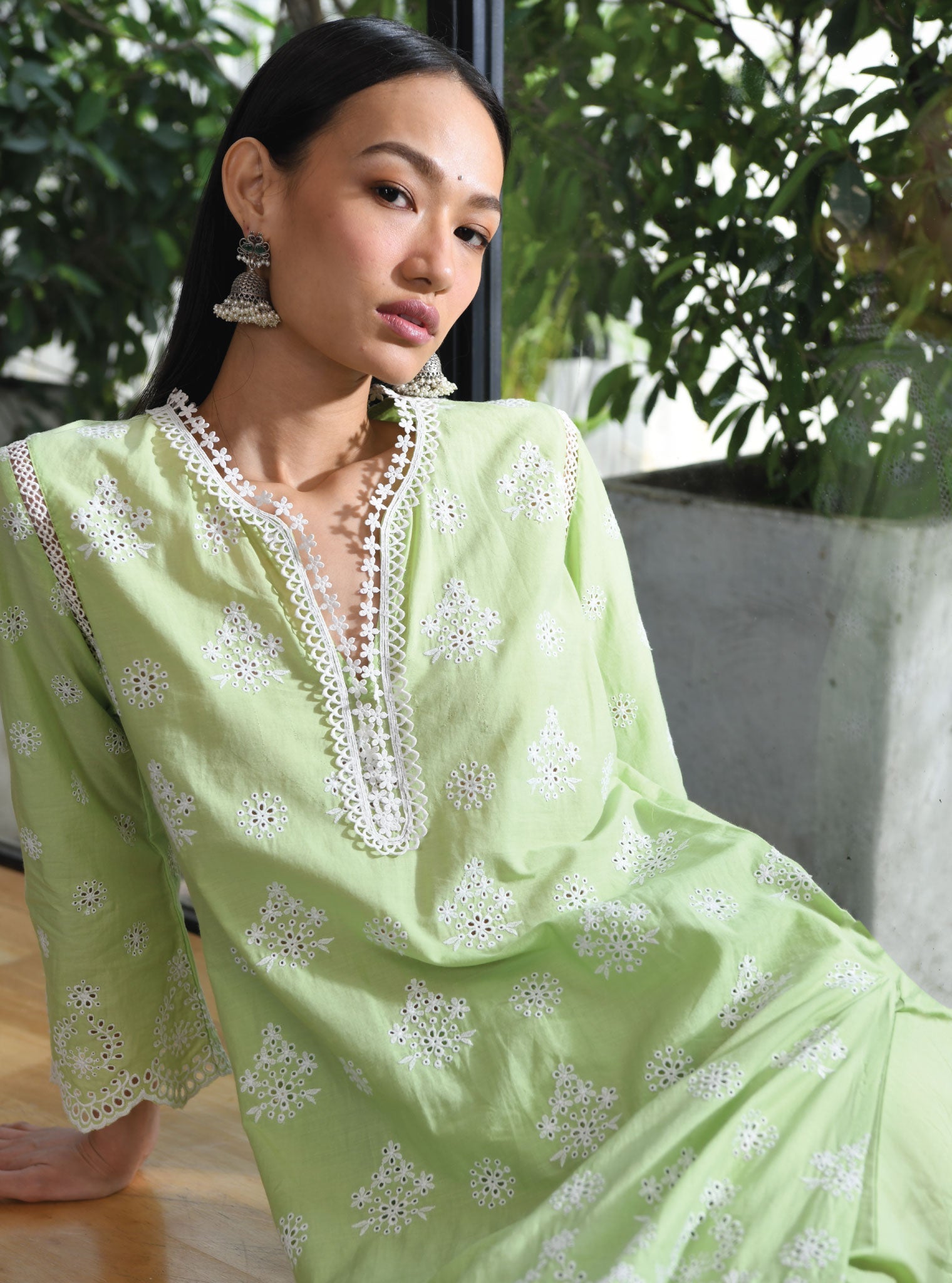 Ripon Supima Cotton Green Kurta Set