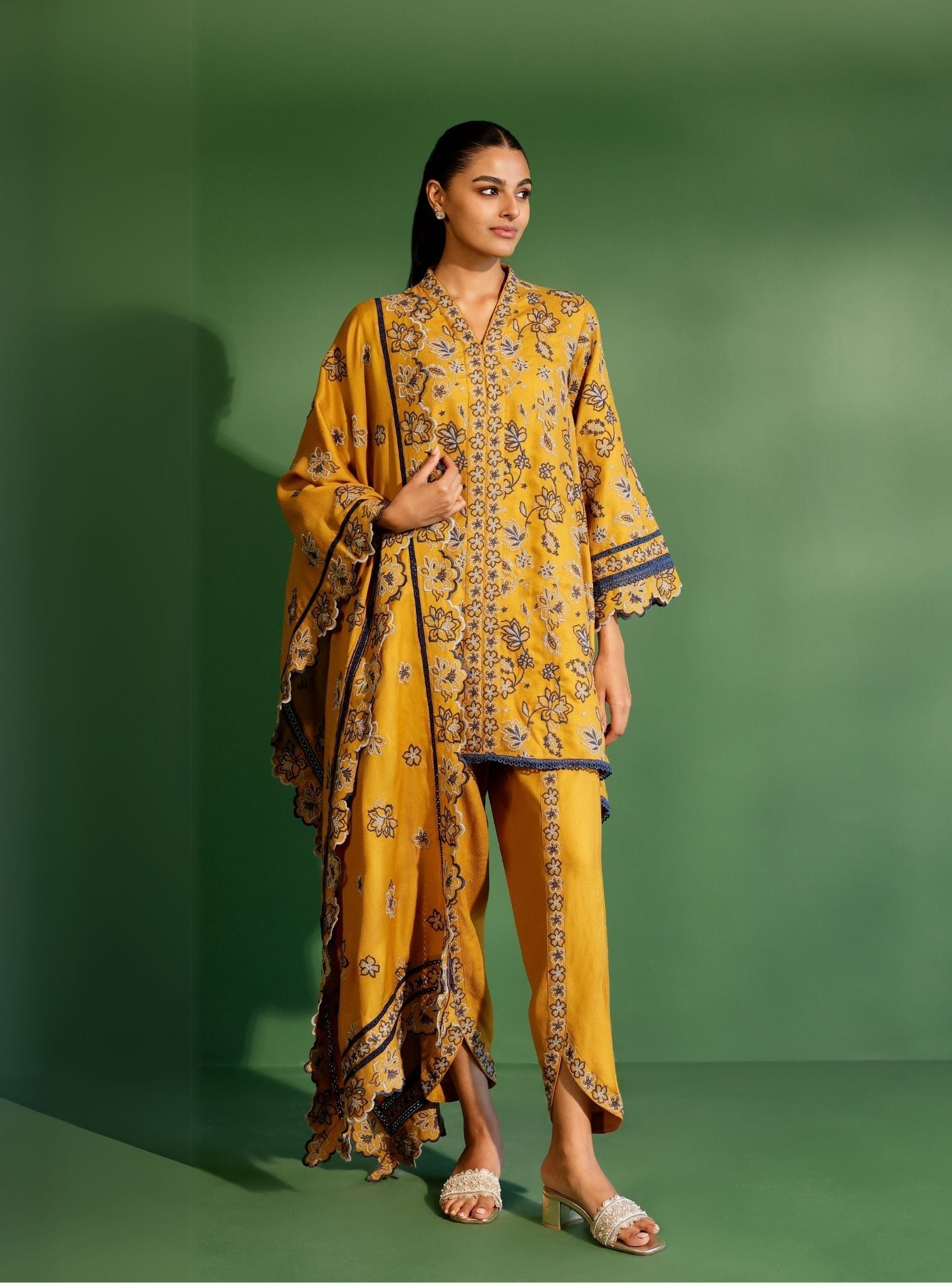 Ellis Wool Mustard Kurta Set