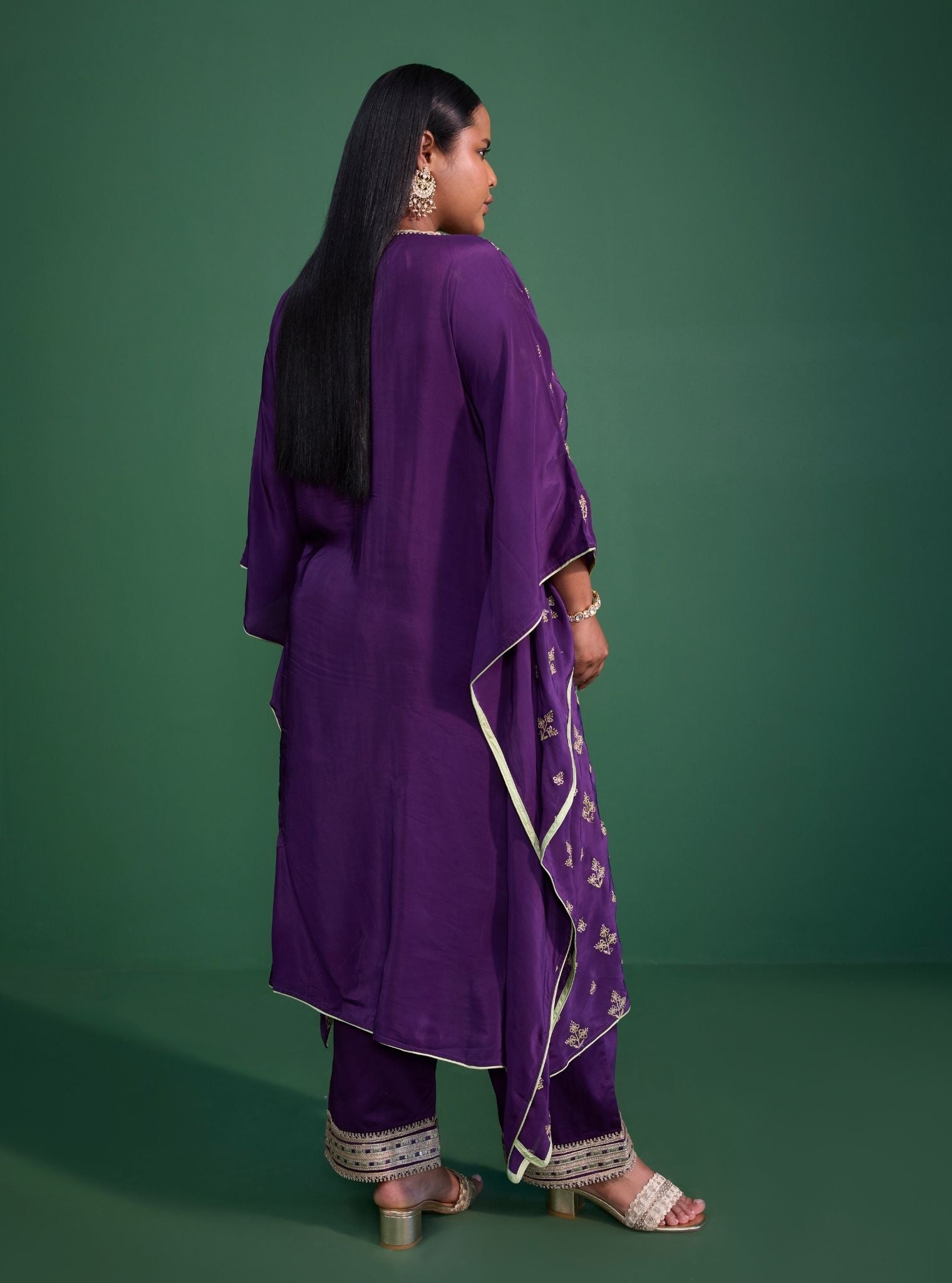 Janam Crepe Purple Kaftan With Pant