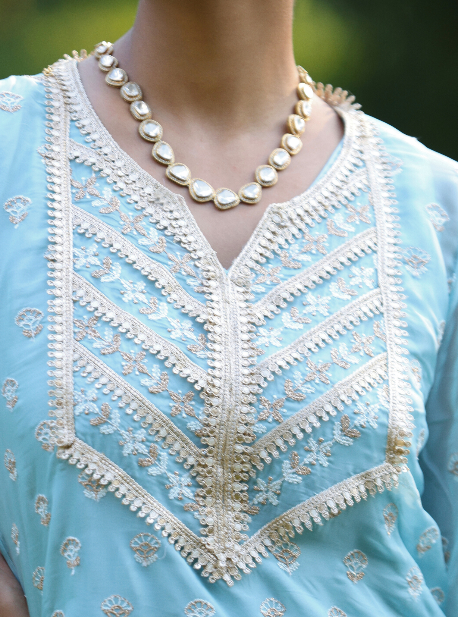 Kahani Organza Blue Kurta Set