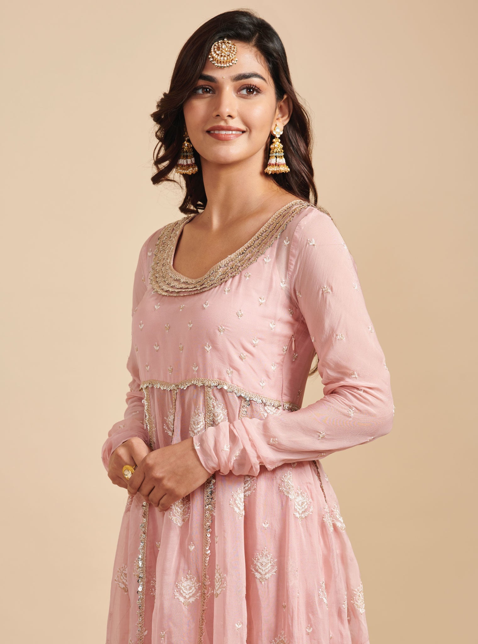 Gulabo Organza Pink Anarkali Kurta Set