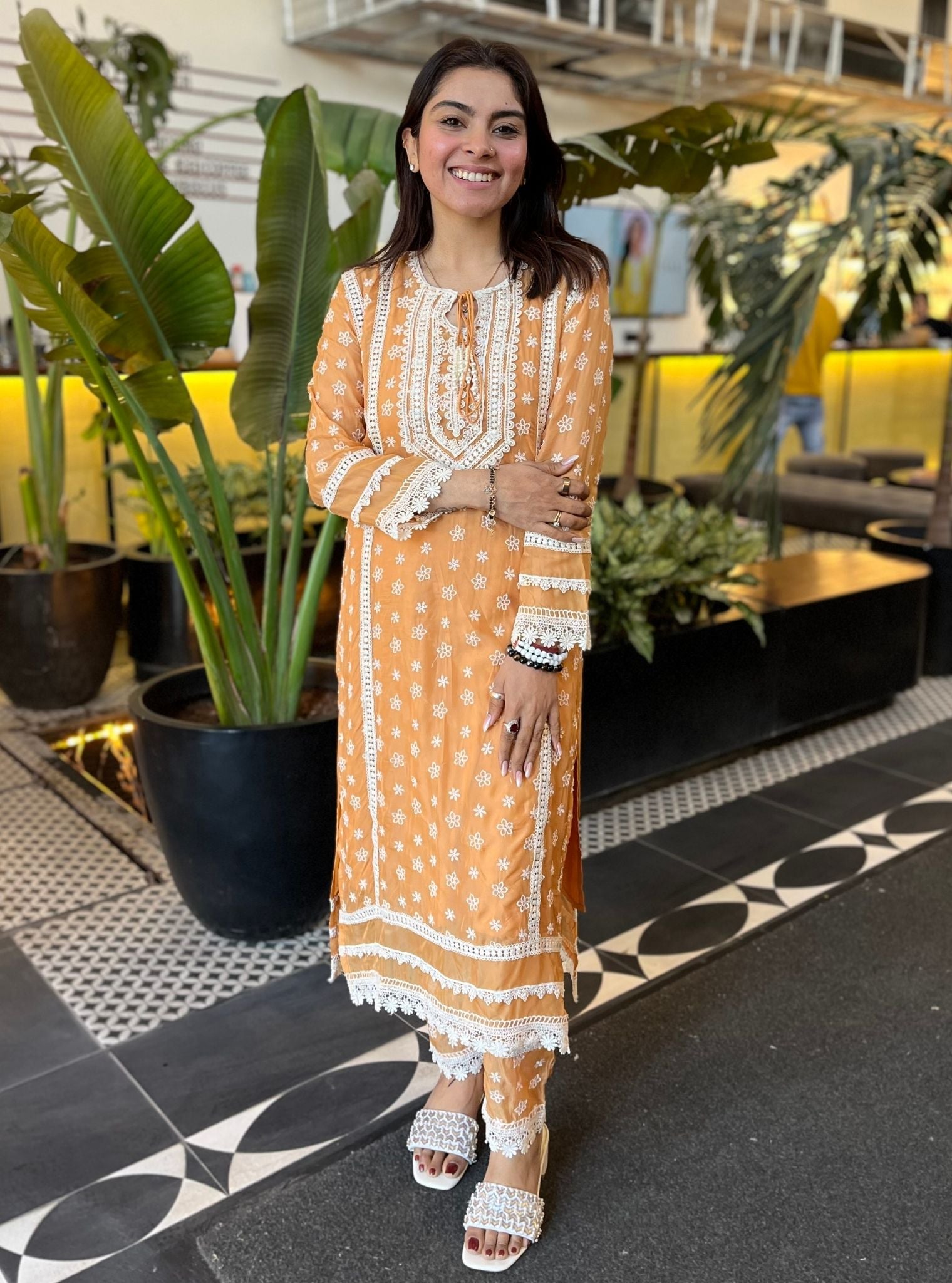 Pierro Organza Orange Kurta Set
