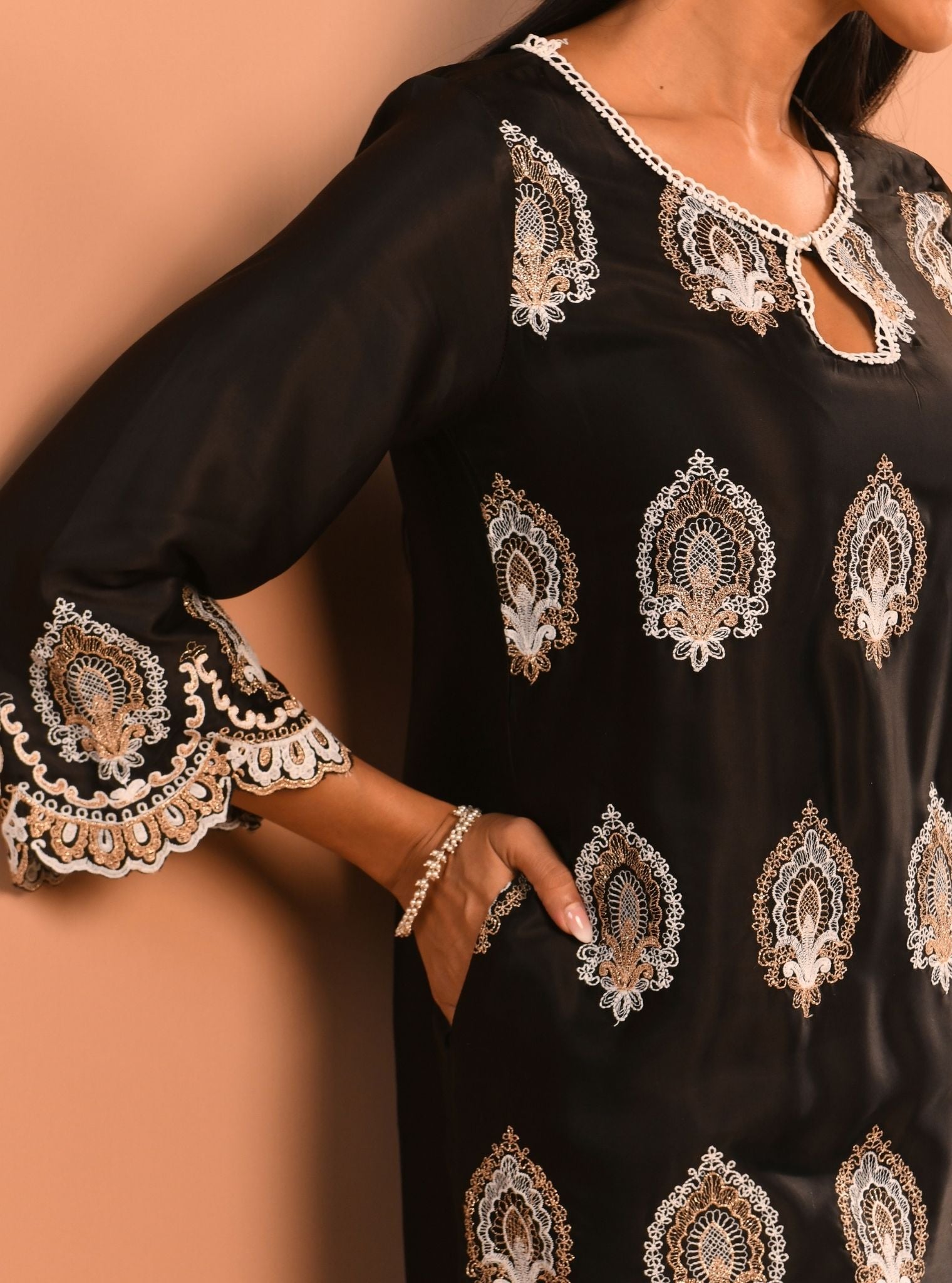 Sydney Cupro Black Kurta Set