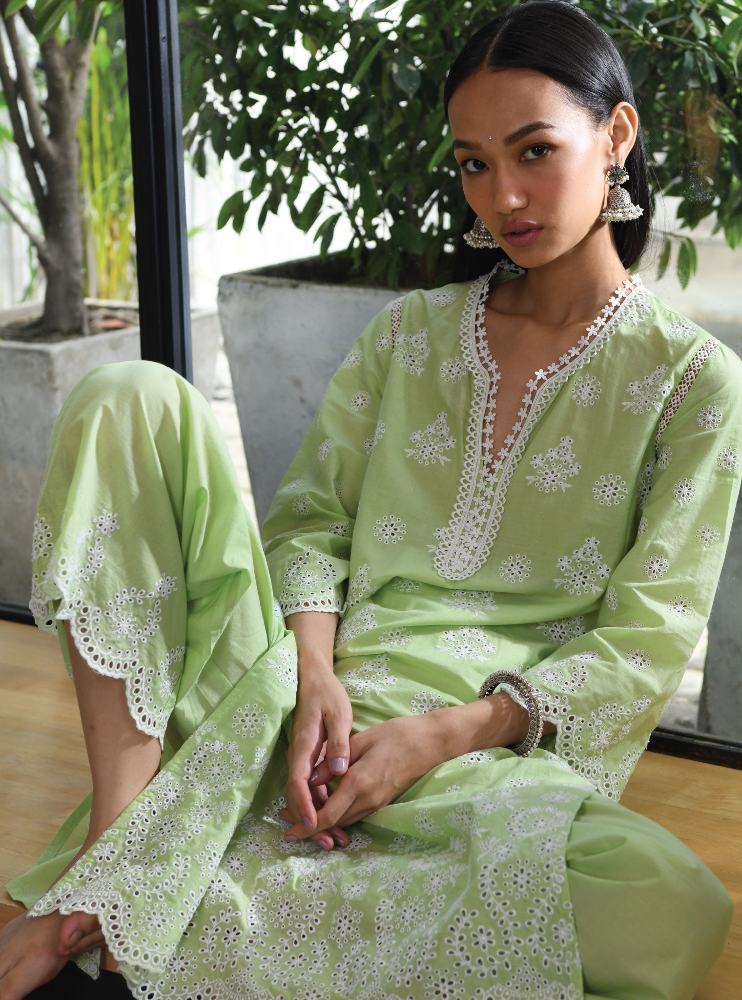 Ripon Supima Cotton Green Kurta Set