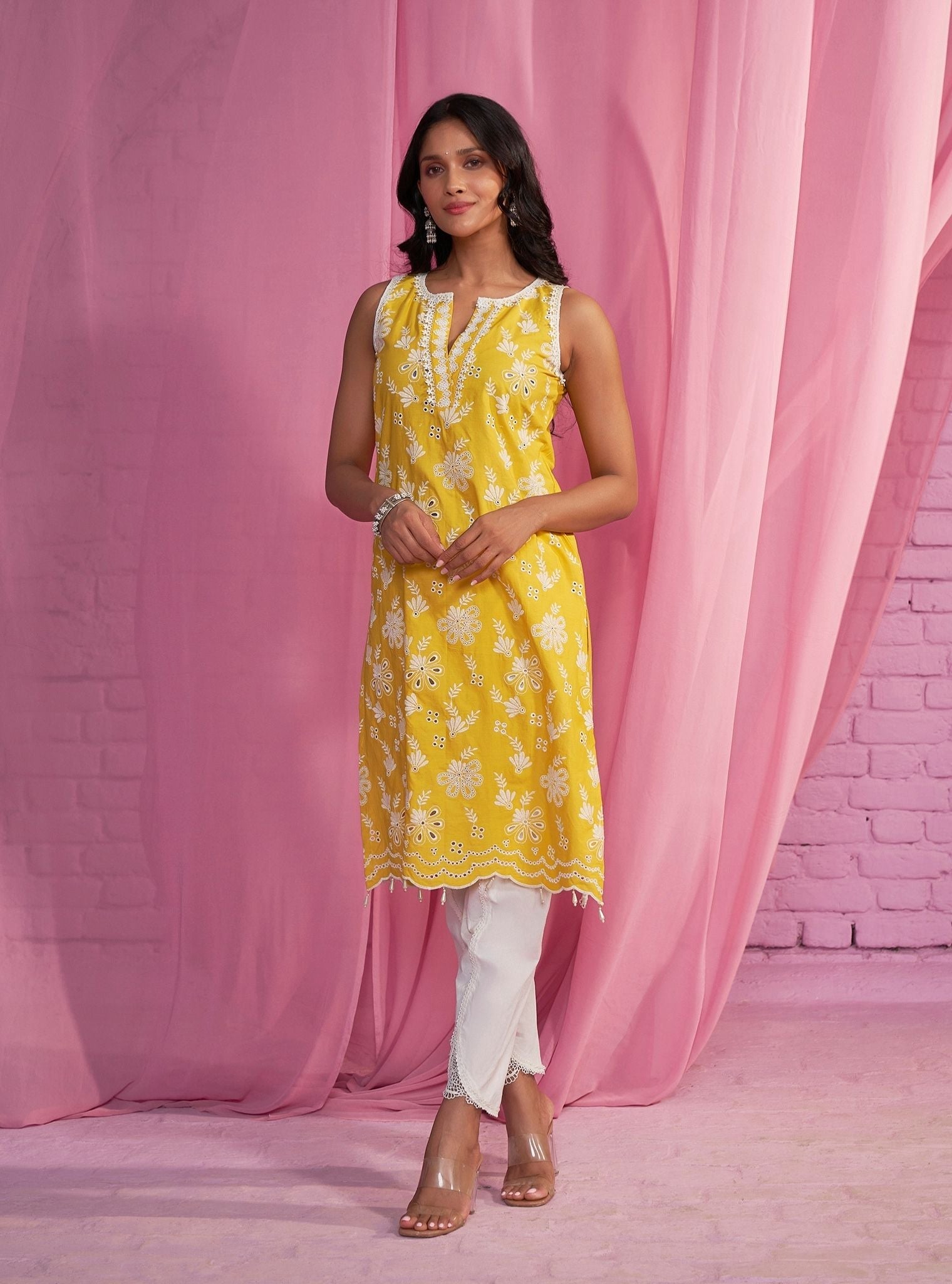 Neel Supima Cotton Yellow Kurta Set