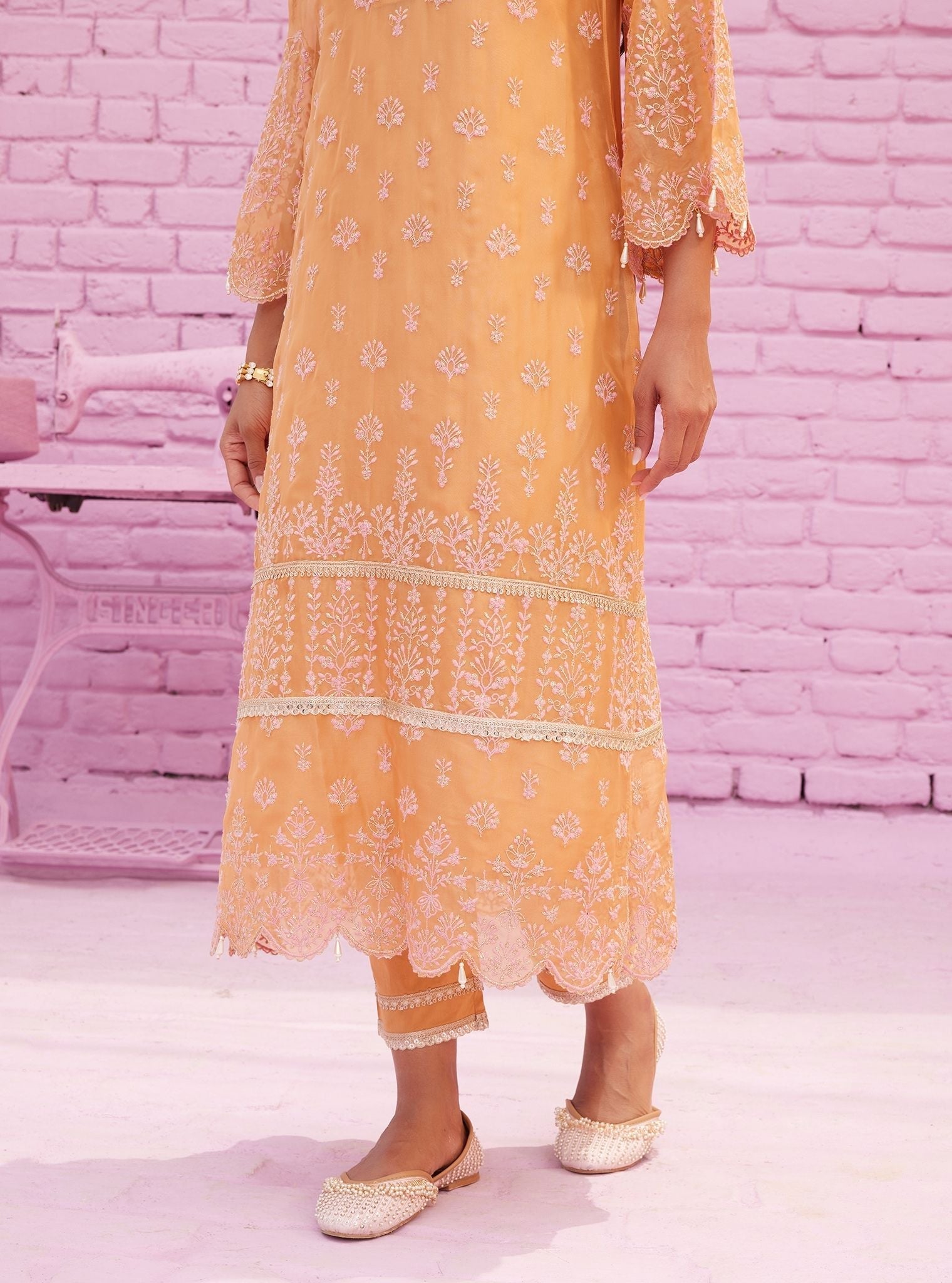 Aulia Organza Orange Kurta Set