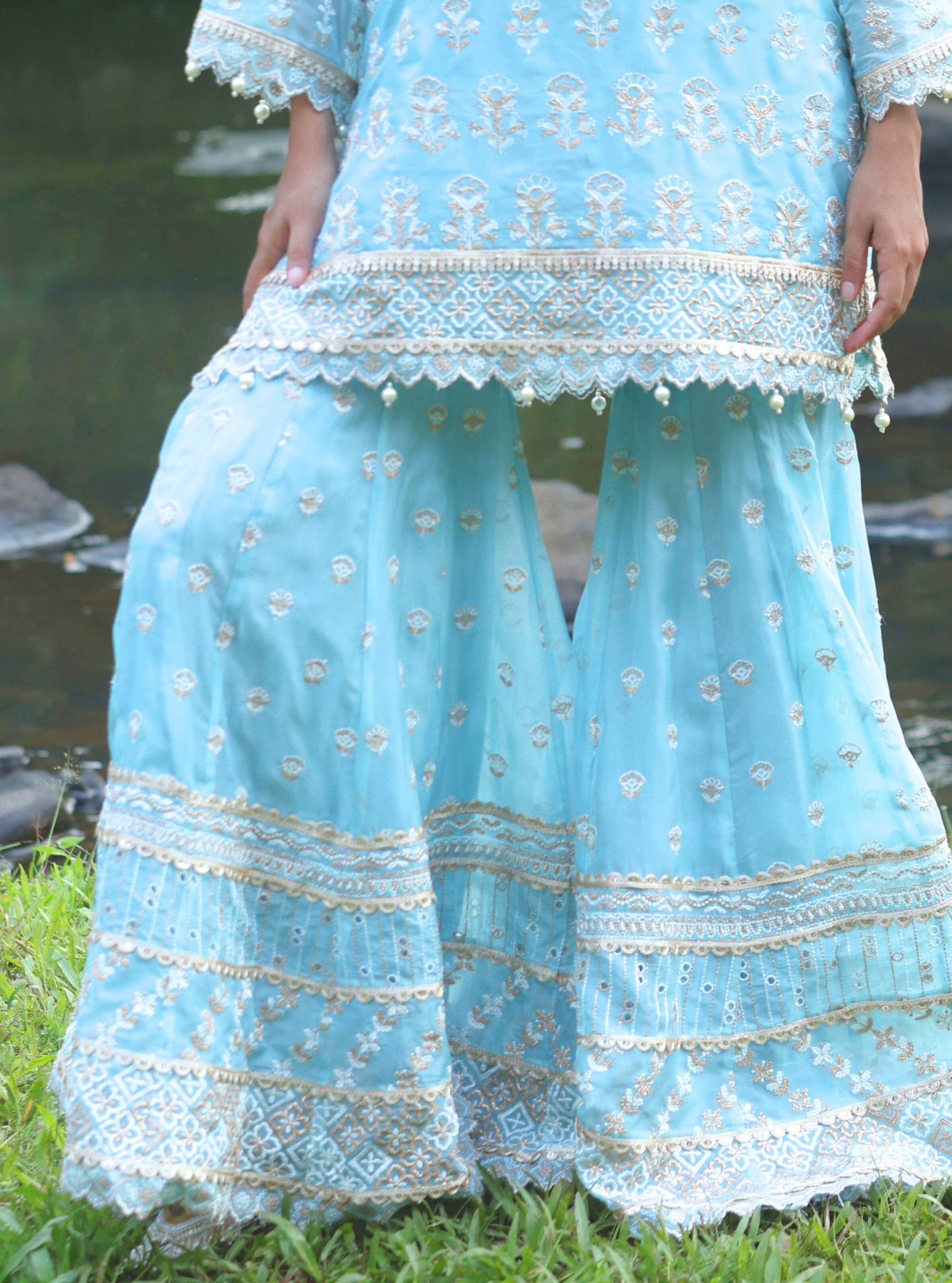 Kahani Organza Blue Kurta Set