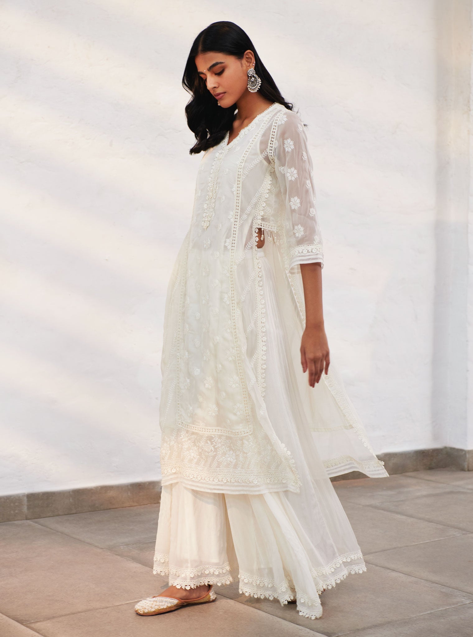 Armagh Organza Off White Kurta with Sharara Set