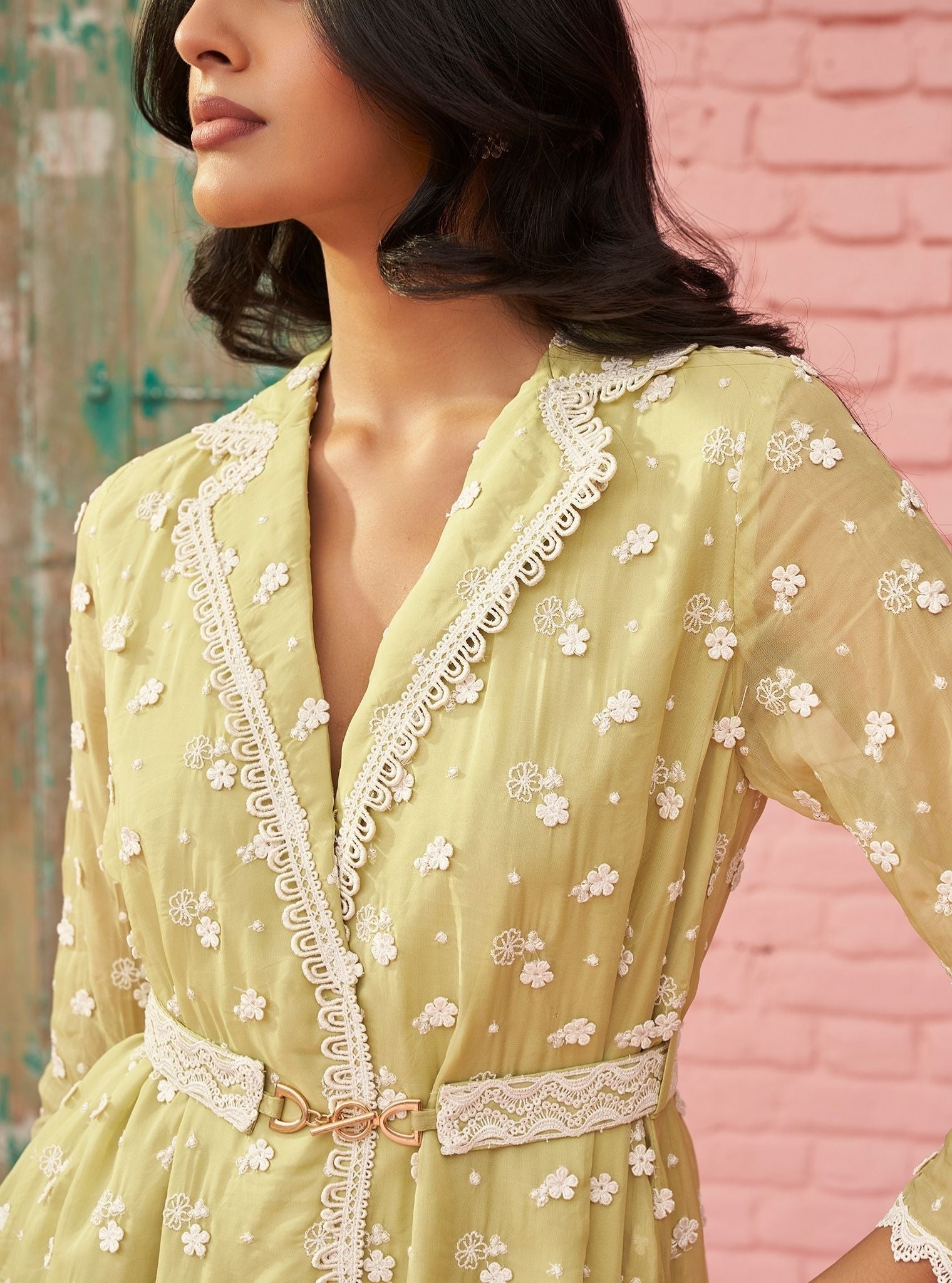 Tilly Organza Lime Green Co-ord Set