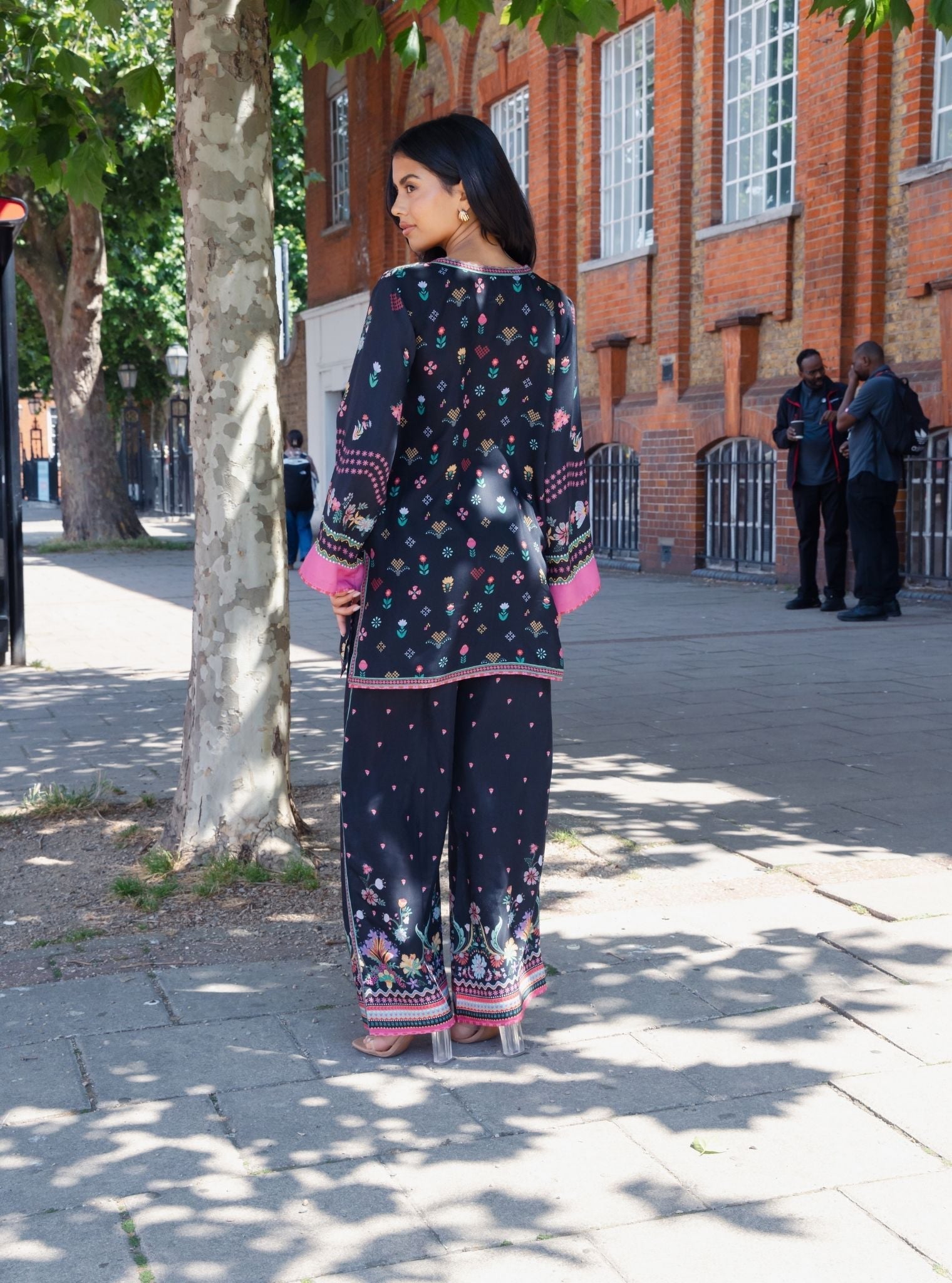 Evara Lawn Printed Black Top Set