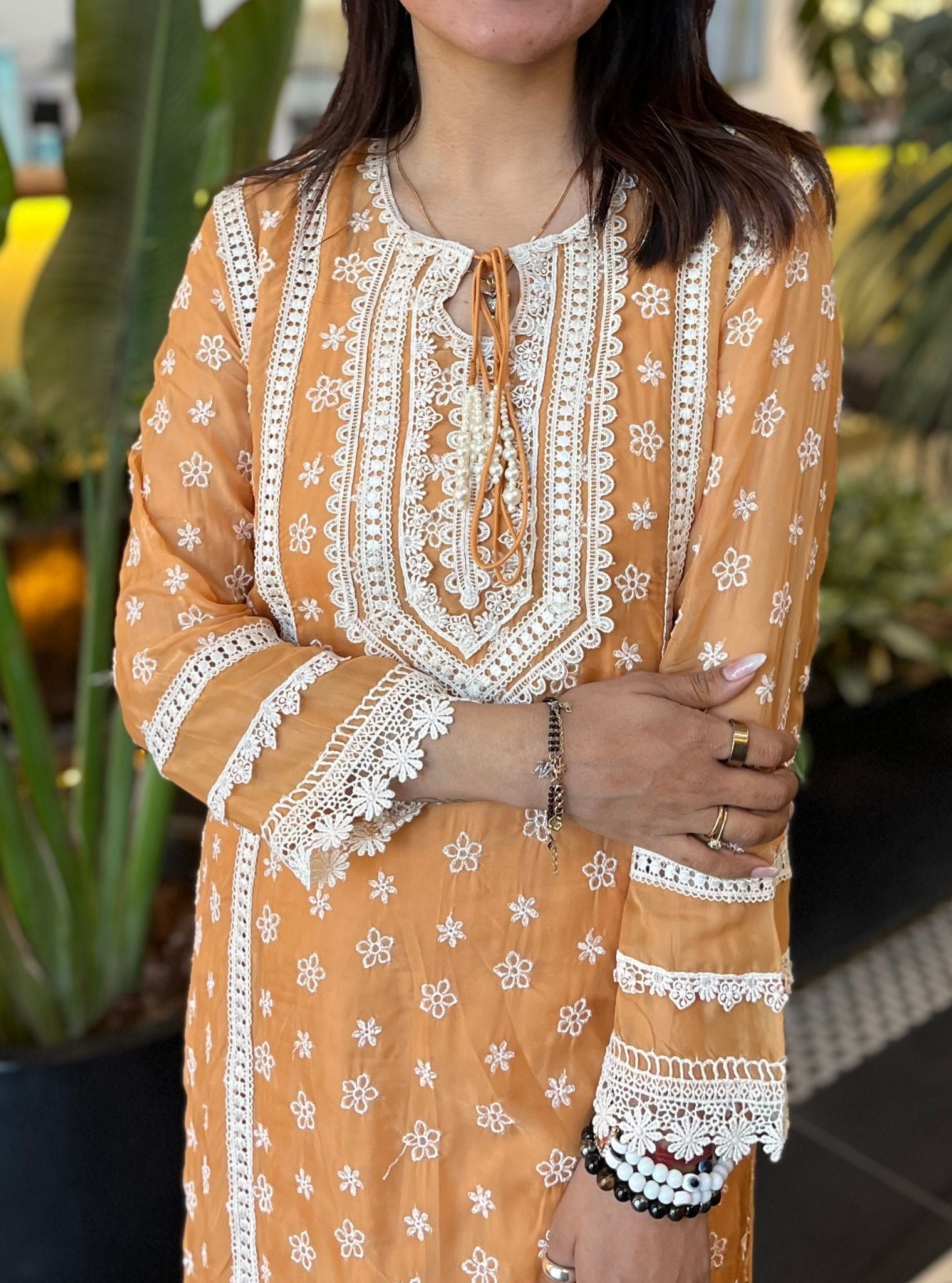 Pierro Organza Orange Kurta Set