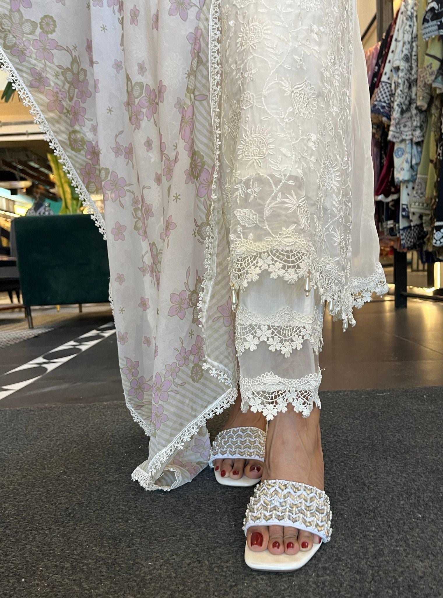 Hillary Organza Off White Kurta Set