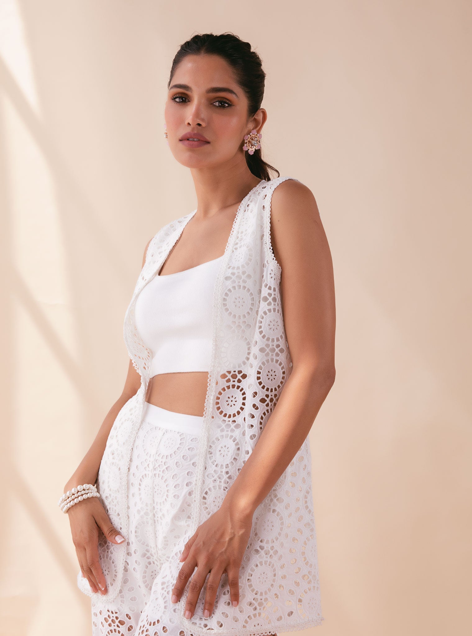 Willow Supima Cotton White Top with Pant Set