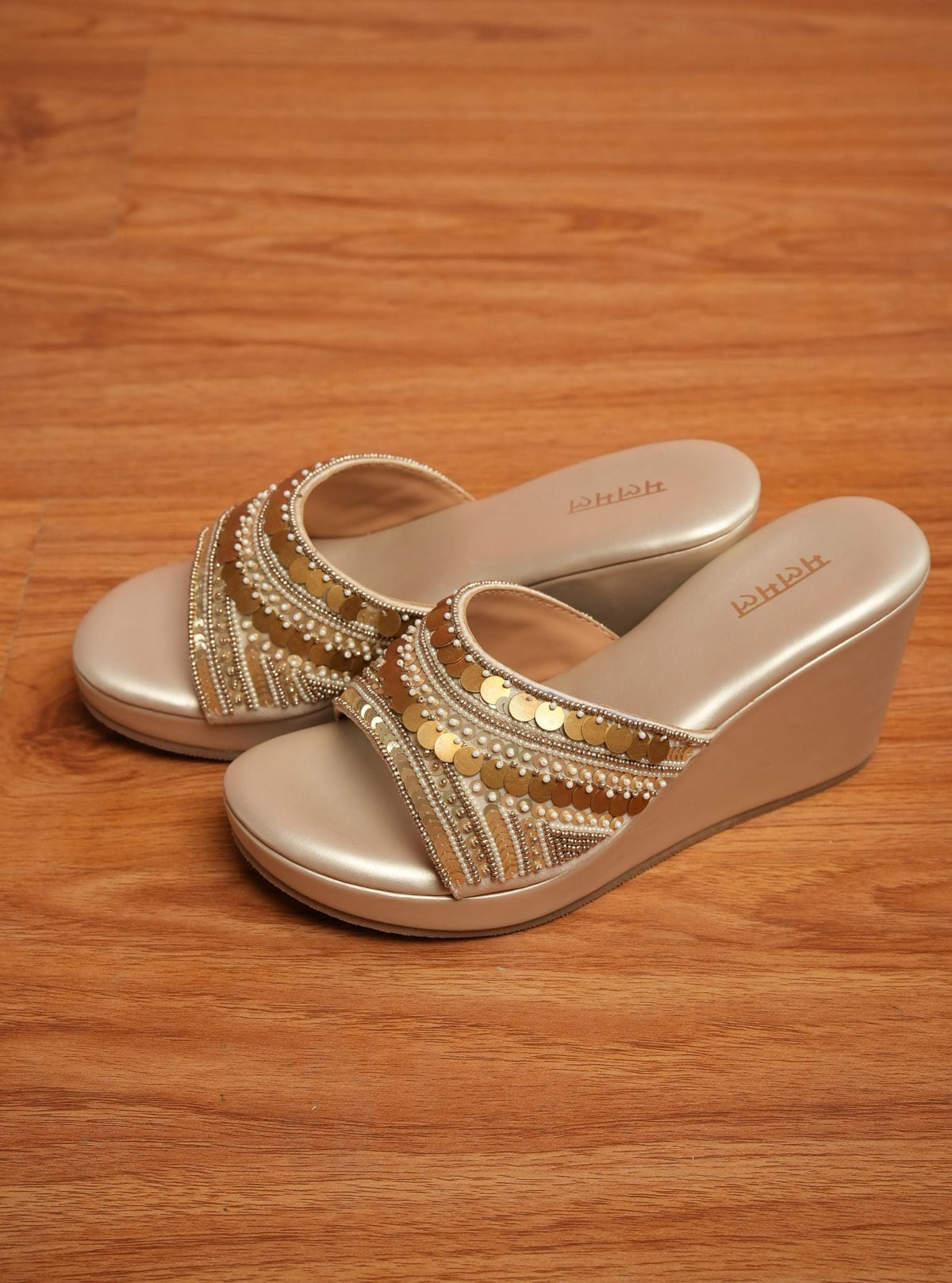 Ariel Gold Vegan Wedge Heel