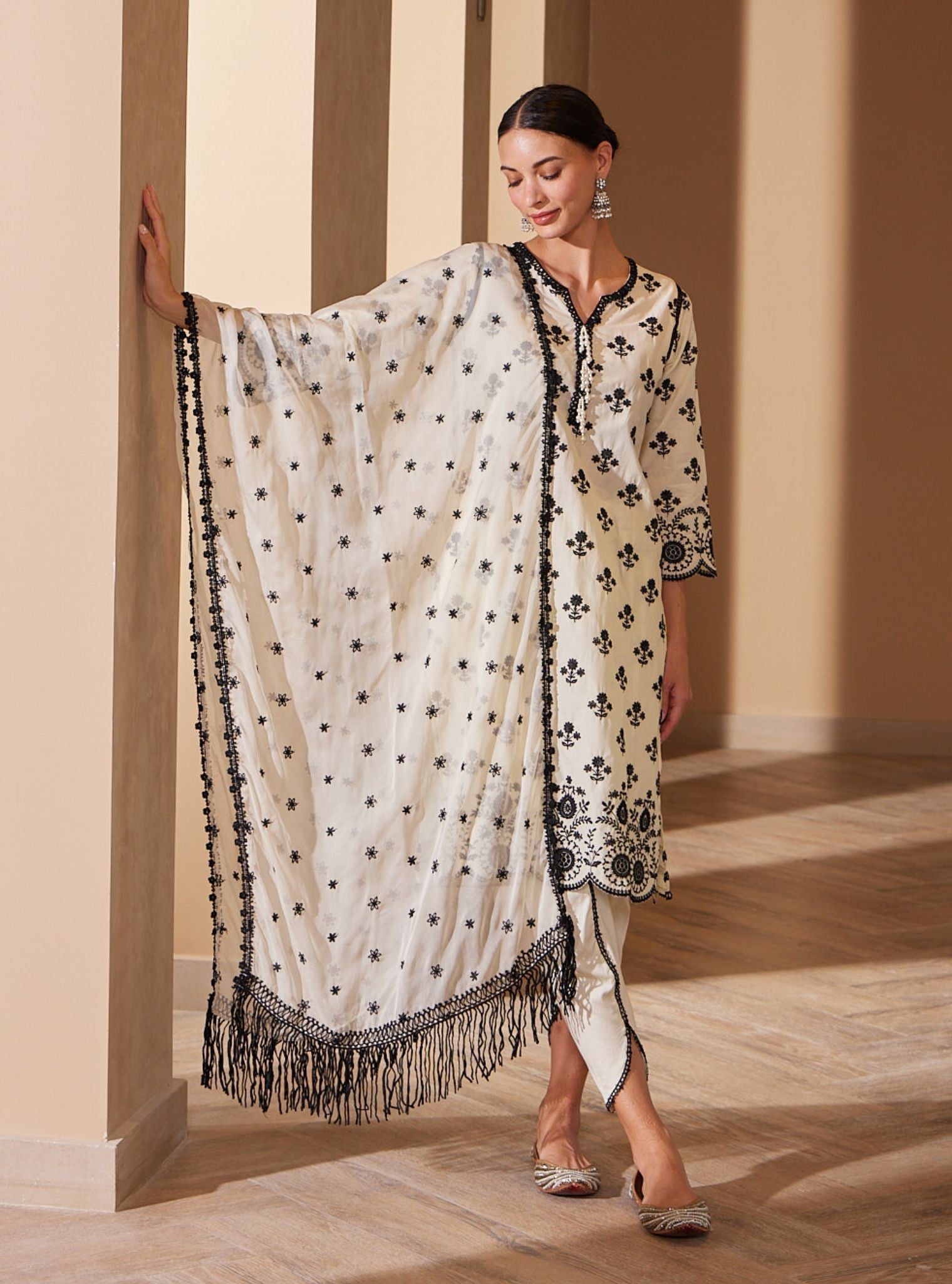 Arpora Supima Cotton Off White Kurta Set