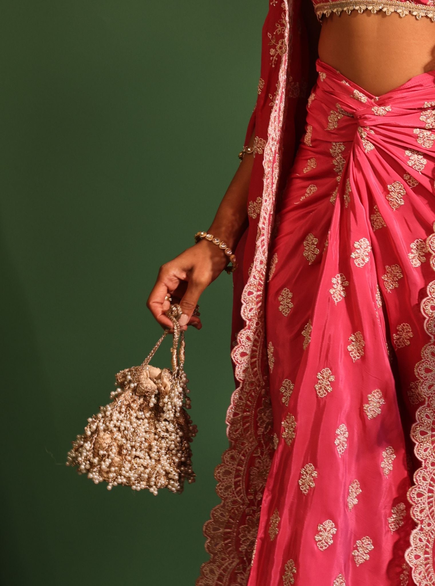 Mulmul Adheera Gold Mini Potli Bag