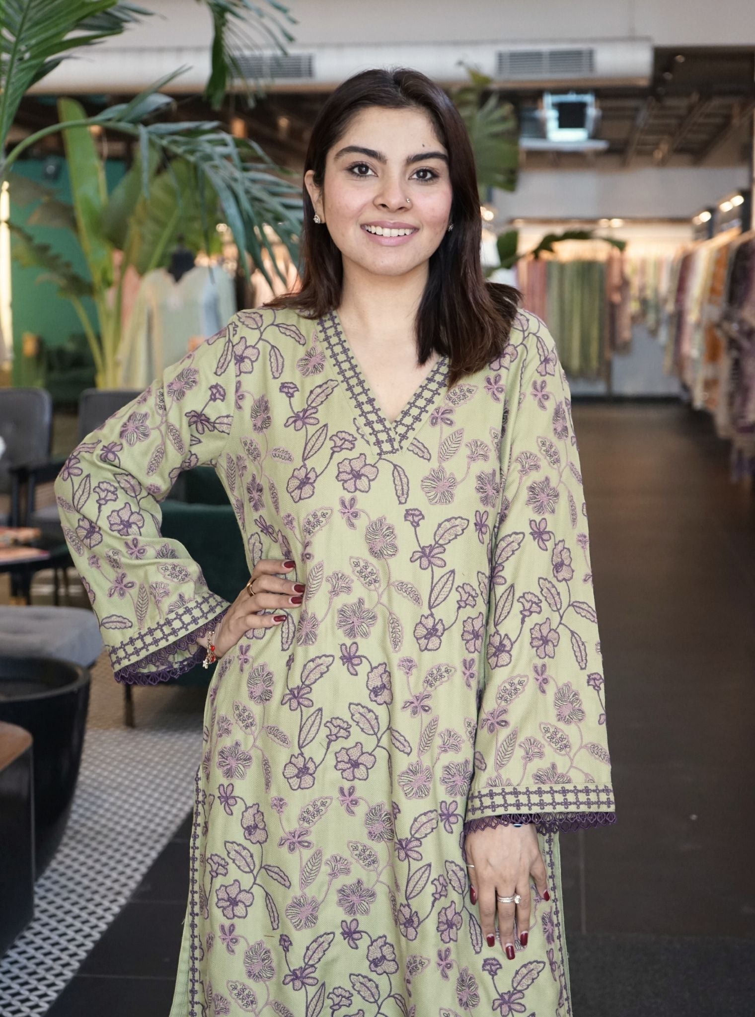 Clare Wool Green Kurta Set