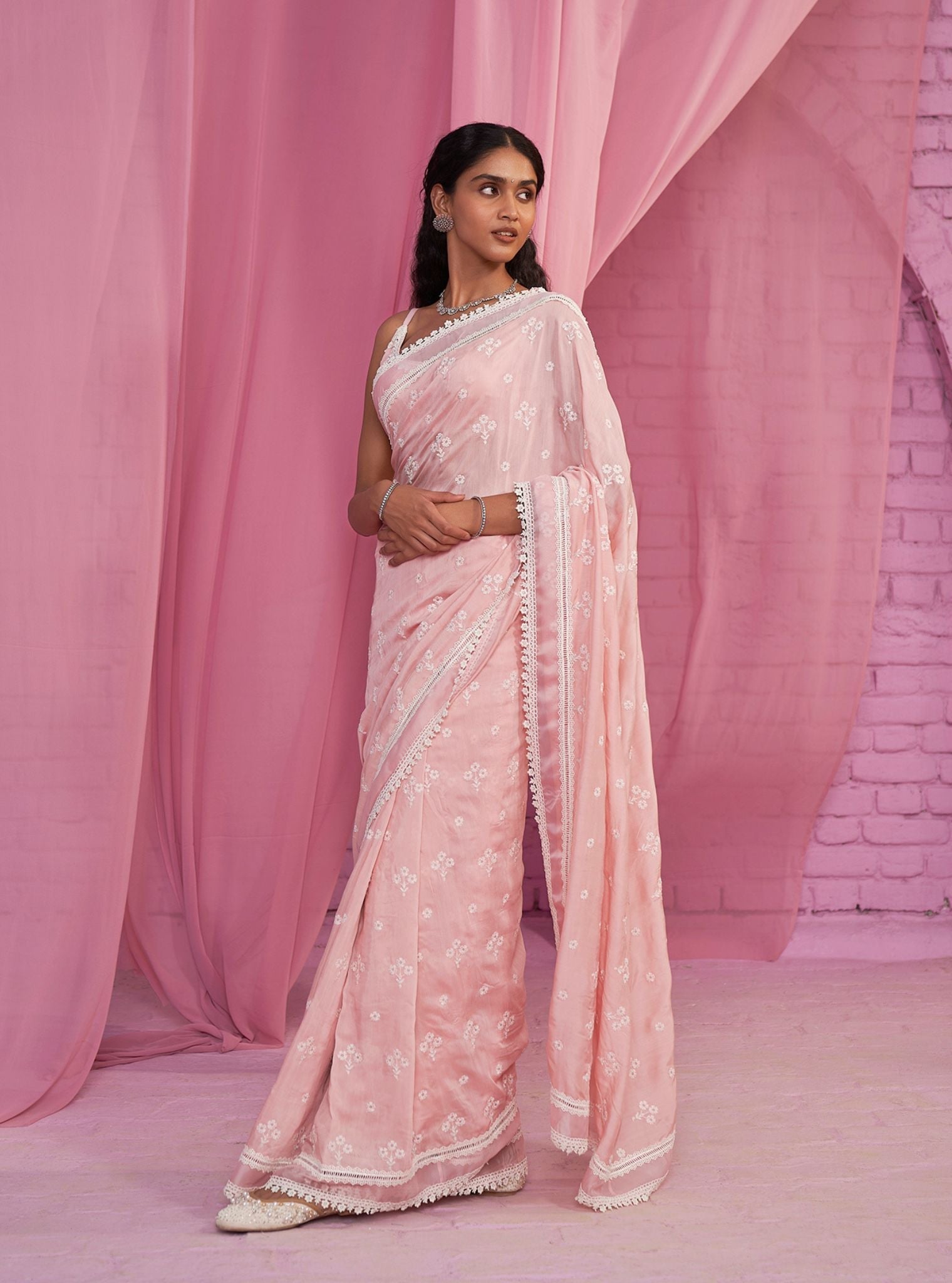 Annika Silk Light Pink Saree