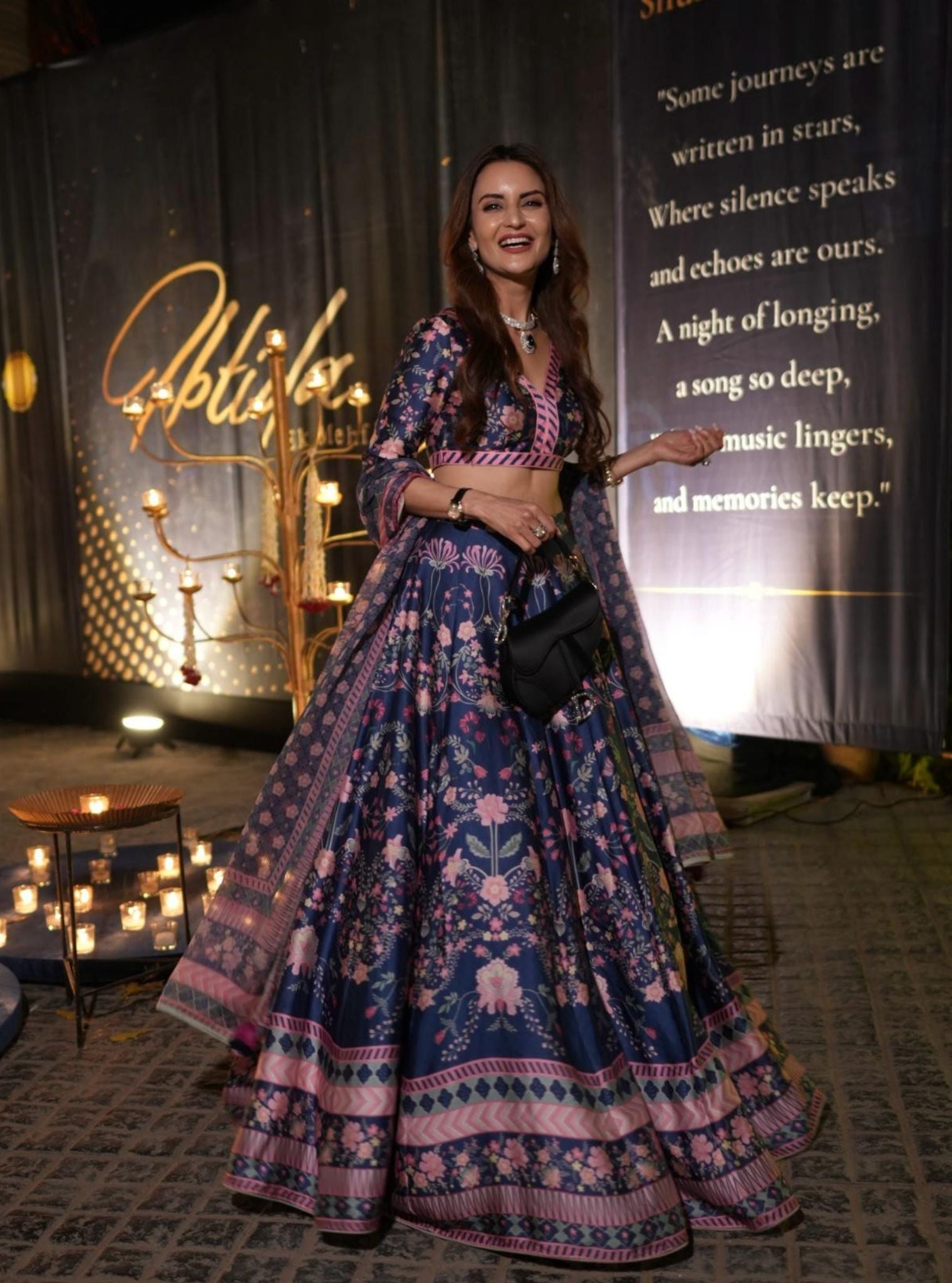 Jhanak Cupro Satin Navy Lehenga