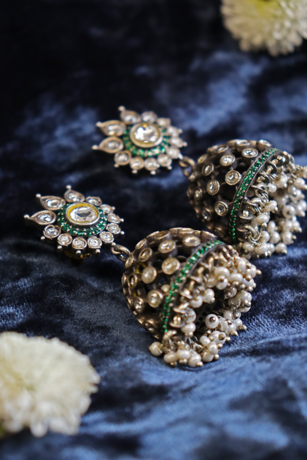 Pure Silver Verdant Jhumka