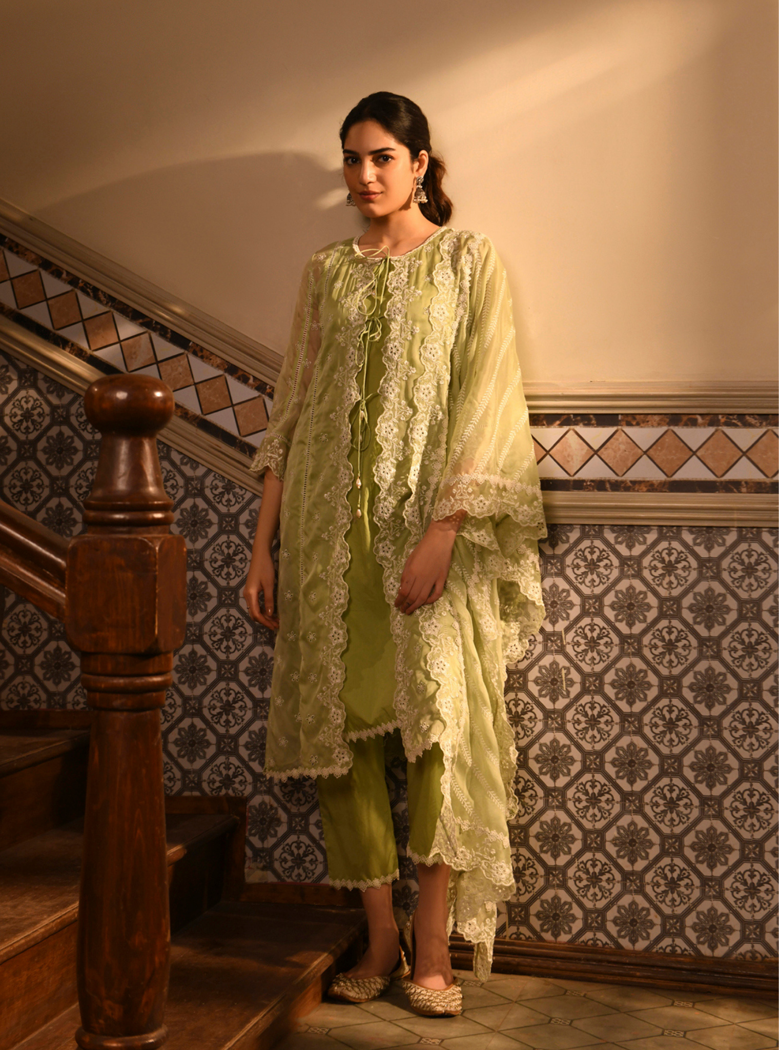 Paheli Organza Green Kurta Set