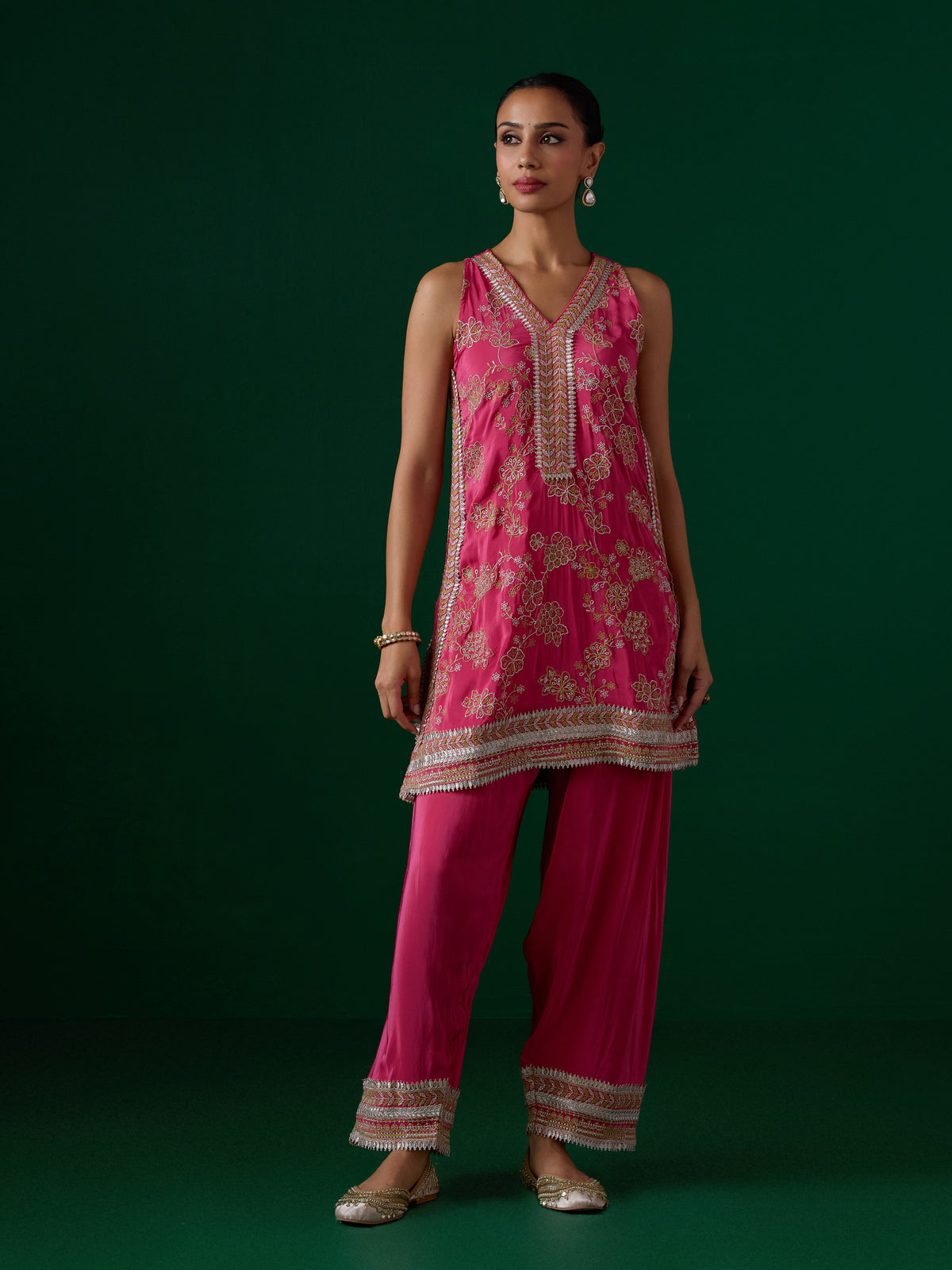 Jivara Crepe Fuschia Kurta Set